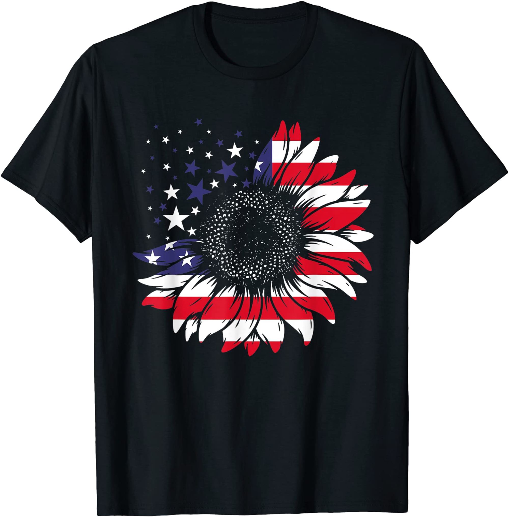 Sunflower 4th Of July Shirt Women American Flag Patriotic T-shirt Size Up To 5xl