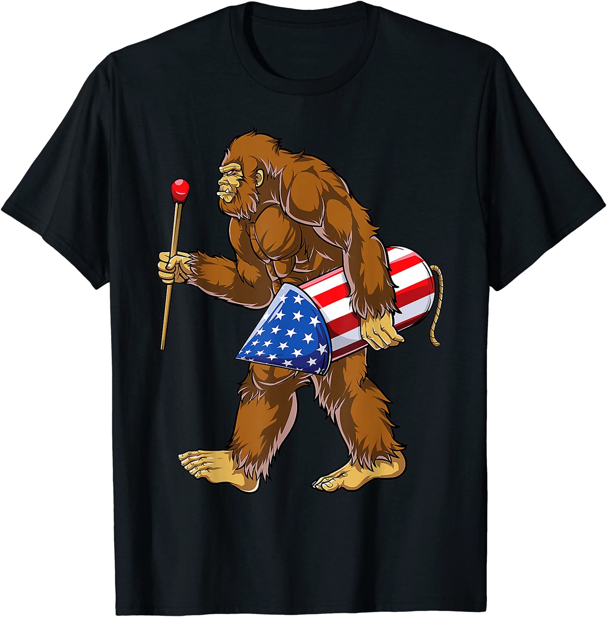 Bigfoot Fireworks 4th Of July Funny Boys Men Sasquatch Lover T-shirt Full Size Up To 5xl