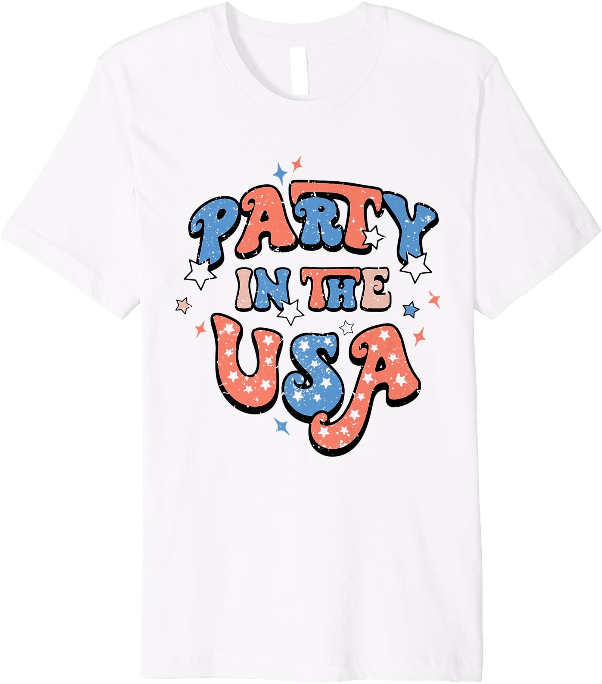 Party Shirts For Women Party In The Usa Vintage Usa Flag Premium T-shirt Full Size Up To 5xl