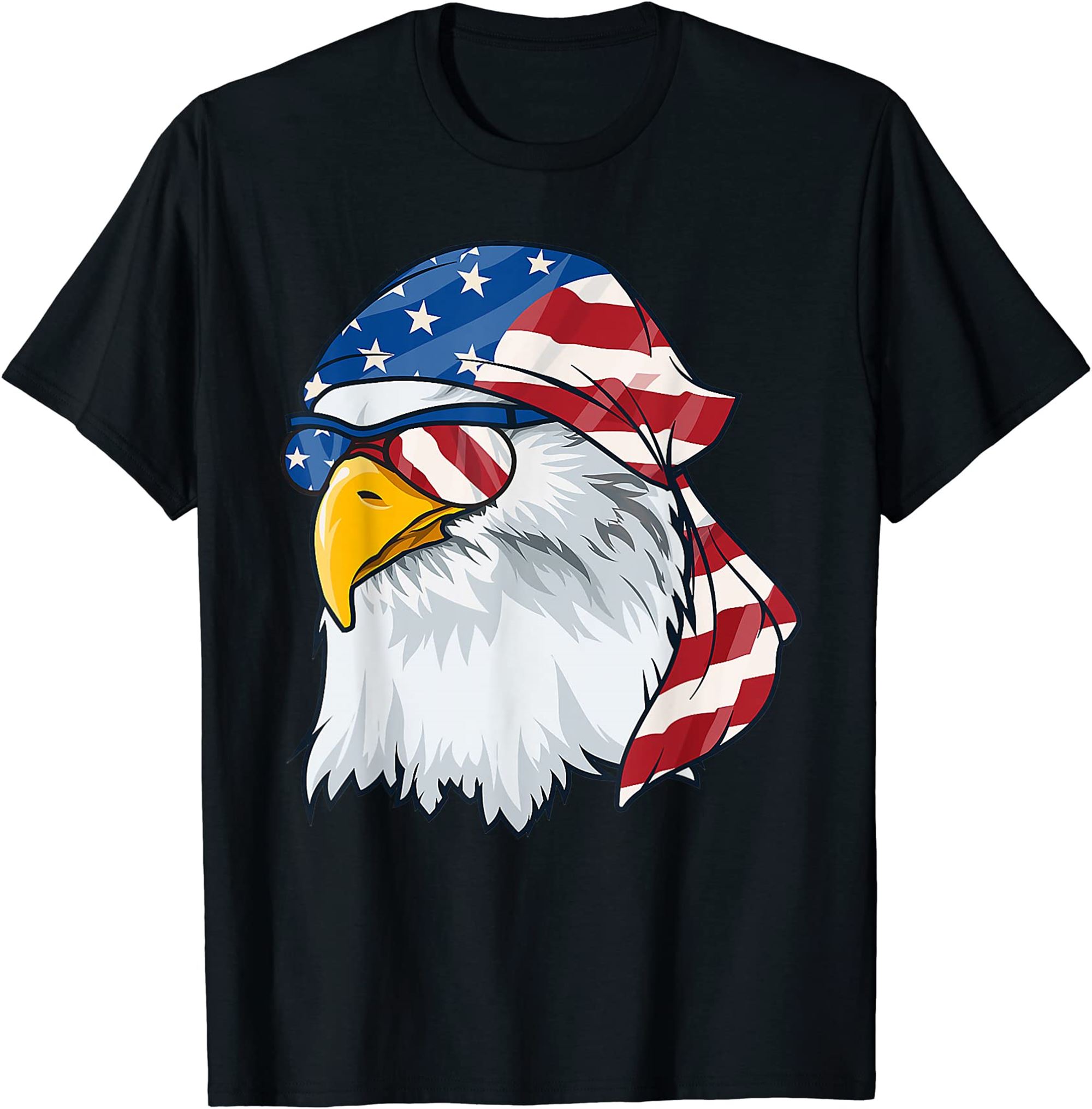 Patriotic Bald Eagle Shirt Men 4th Of July American Flag Usa T-shirt Plus Size Up To 5xl