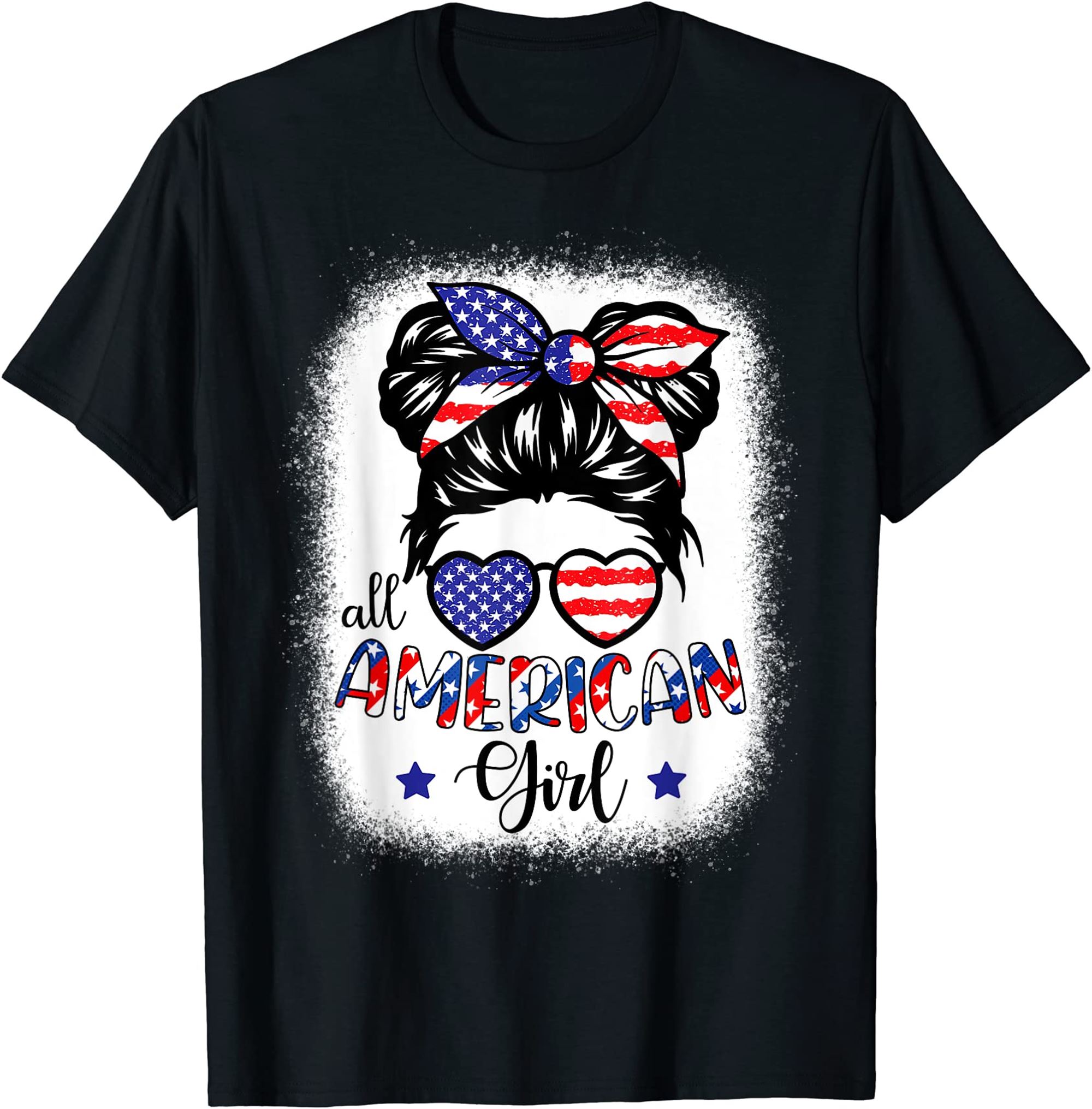 All American Girls 4th Of July Bleached Shirts Daughter Usa T-shirt Full Size Up To 5xl