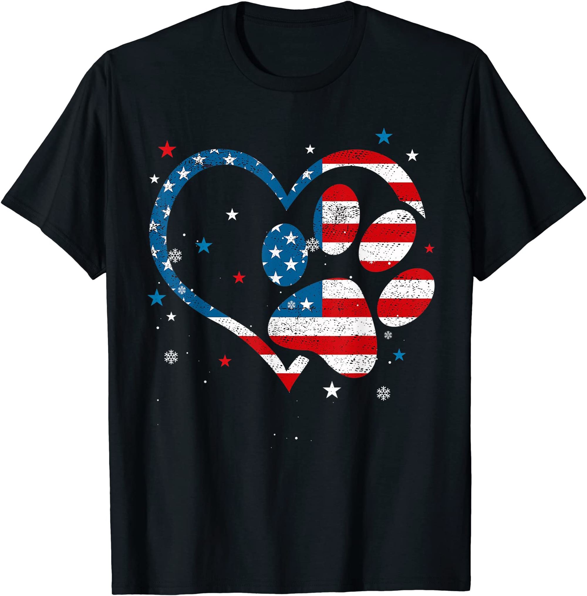 American Flag Patriotic Dog Cat Paw Print 4th Of July T-shirt Size Up To 5xl