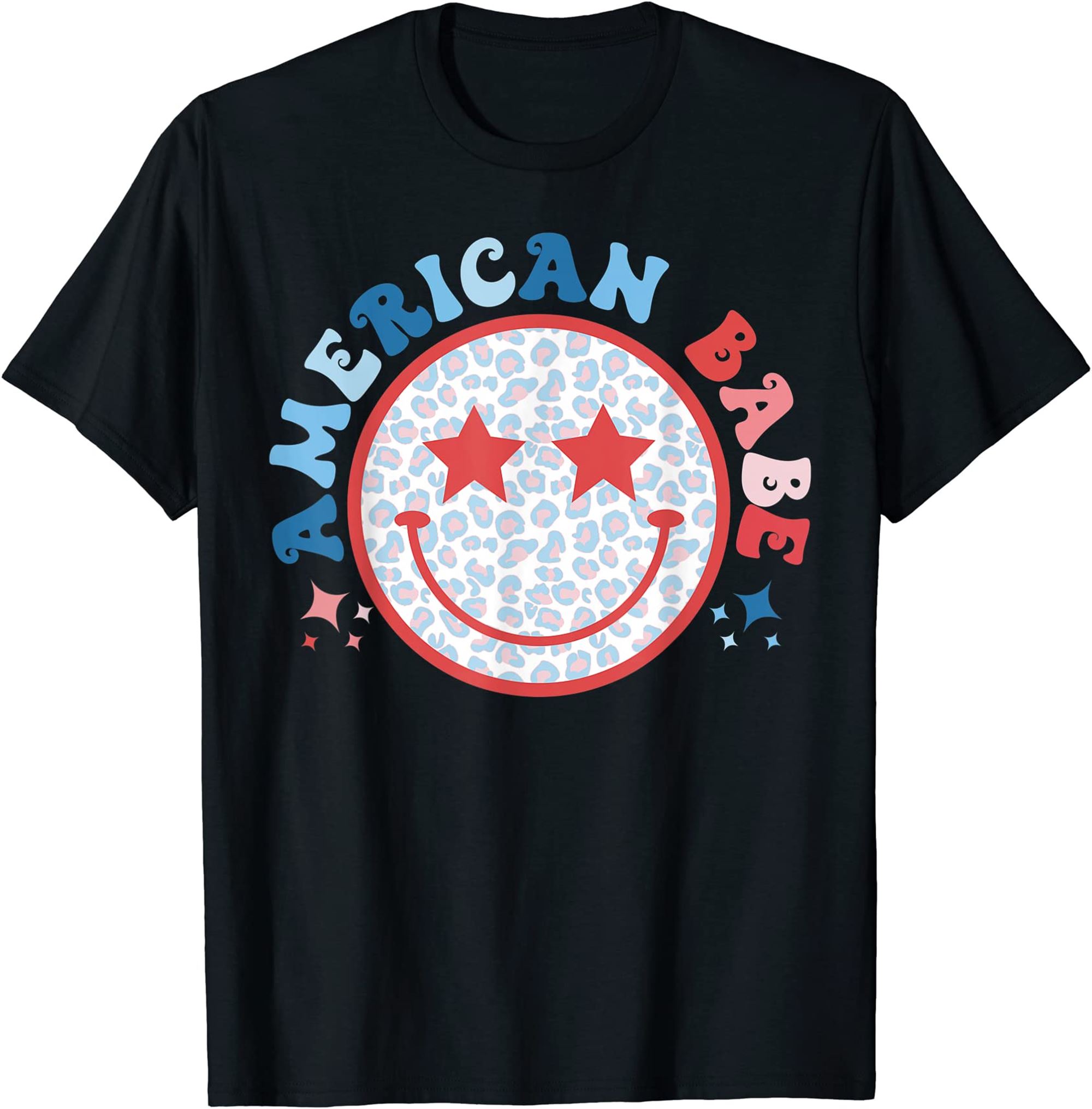 American Girls Babe Leopard Smiley Face 4th Of July Women T-shirt Size Up To 5xl