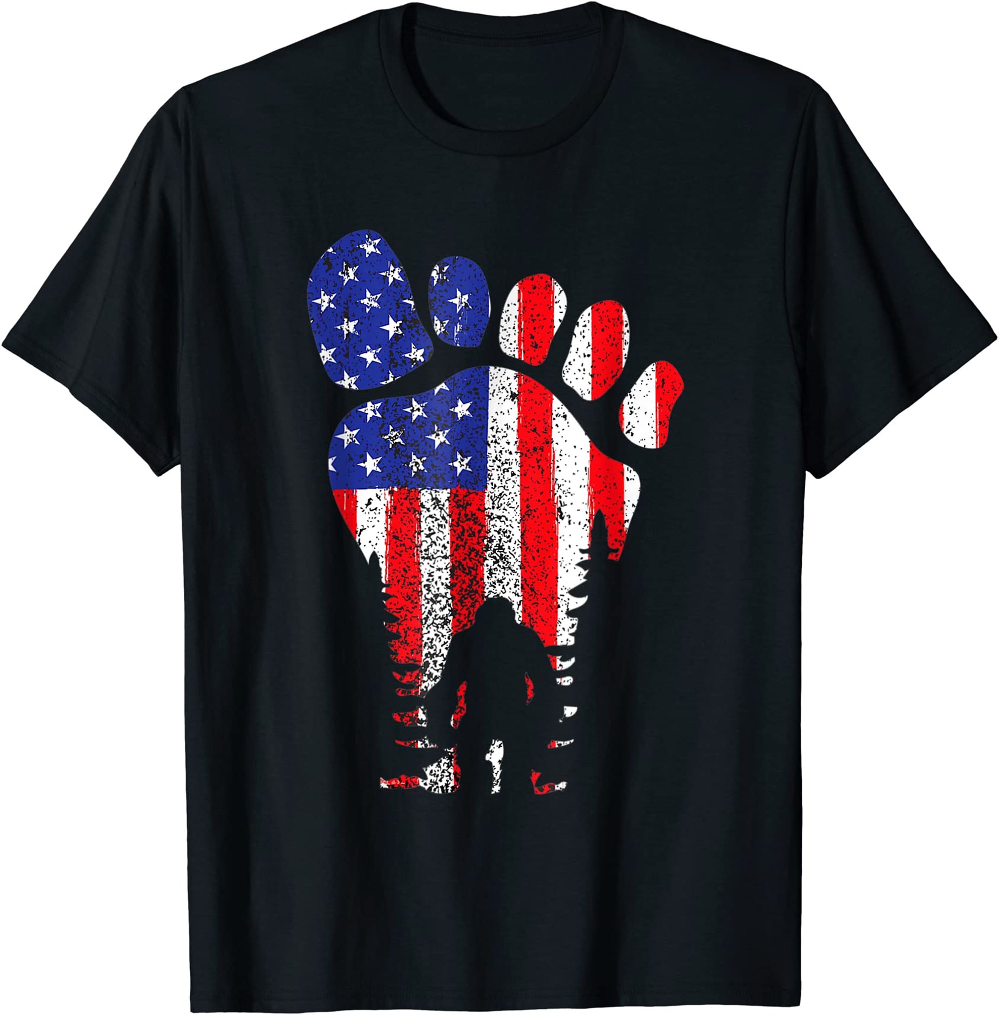 American Usa Flag Bigfoot Sasquatch Patriotic 4th Of July T-shirt Plus Size Up To 5xl