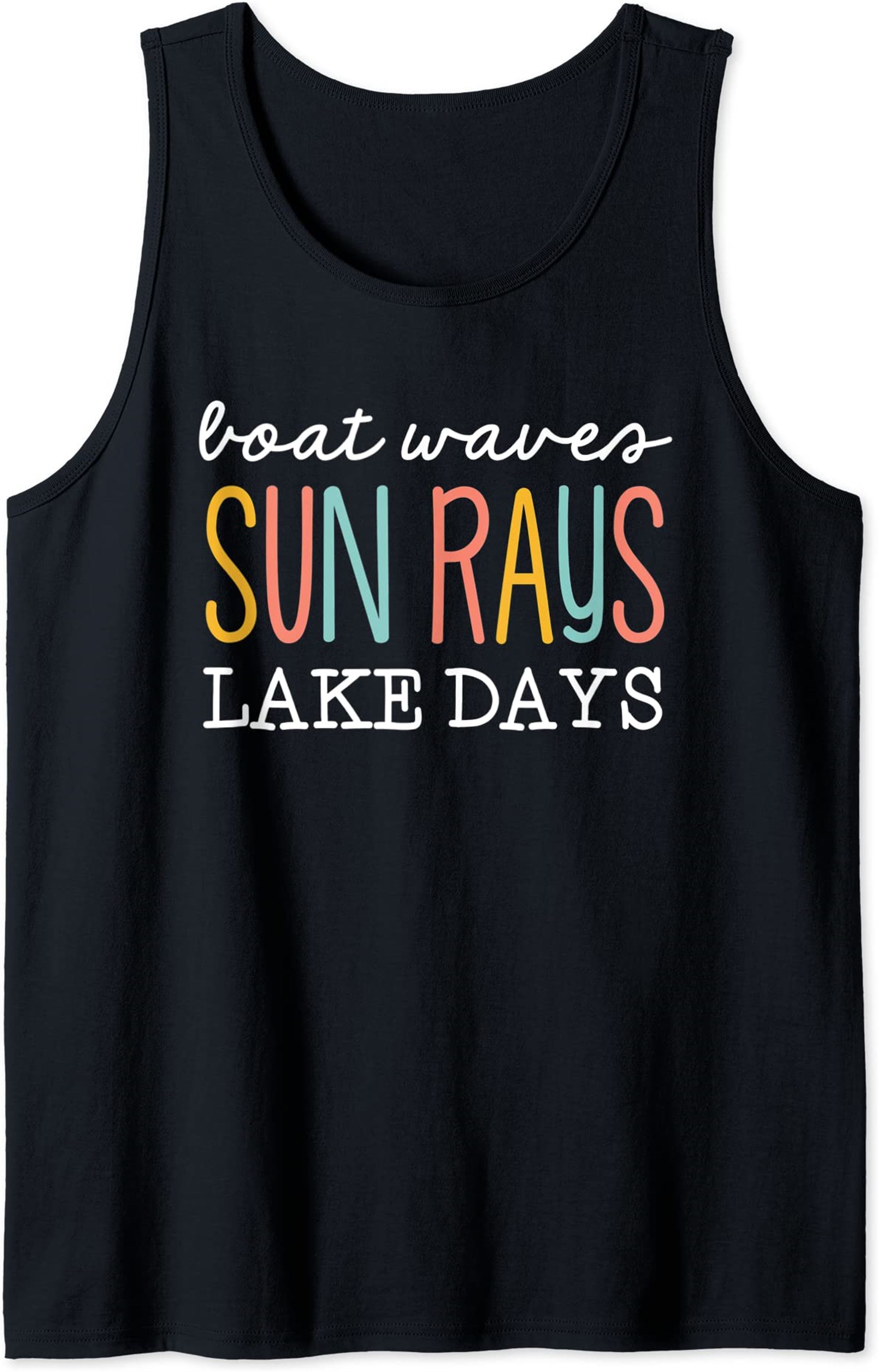 Boat Waves Sun Rays Lake Days Funny Vacation Tank Top Size Up To 5xl