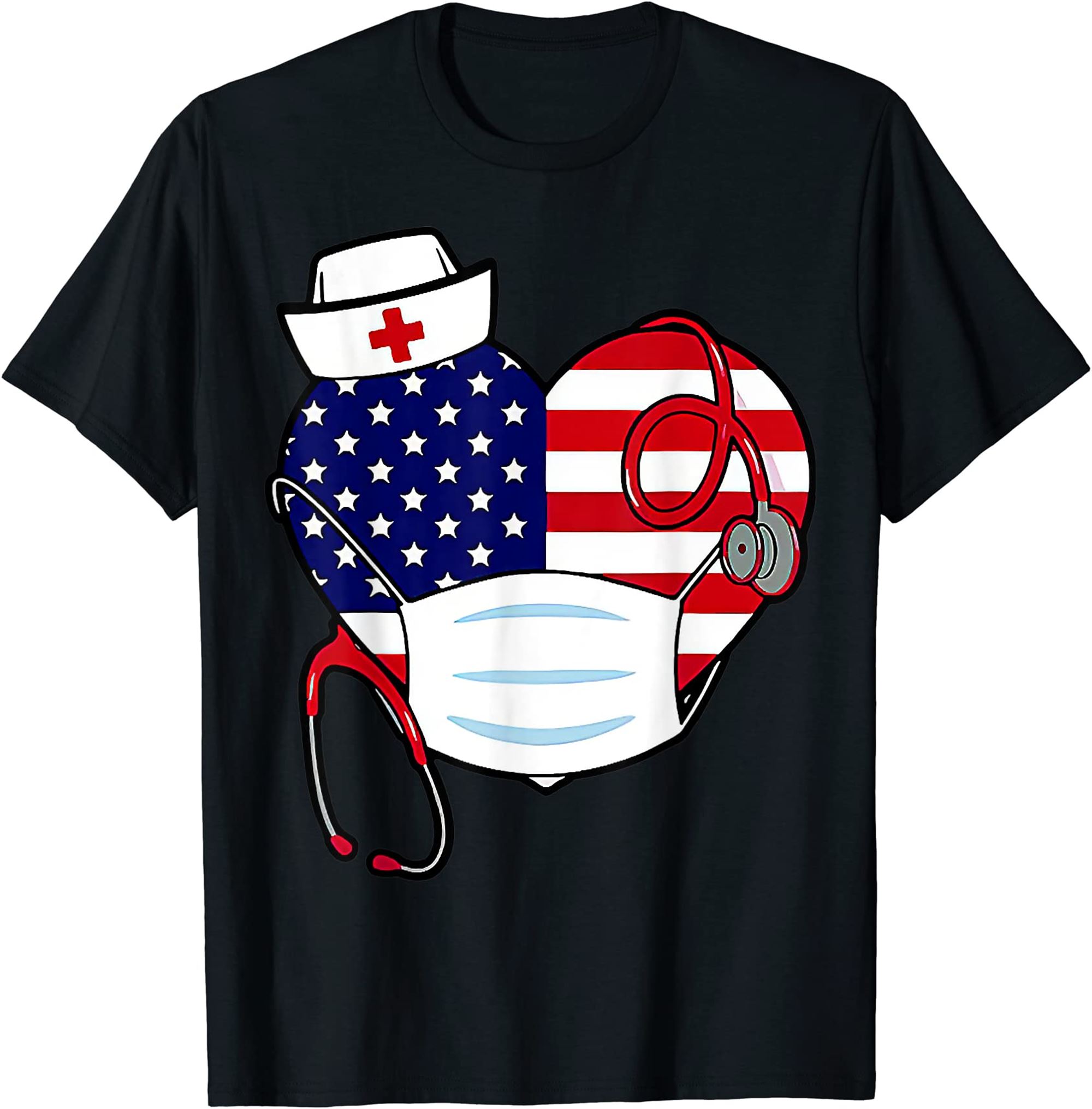 Christmas Nurse America Heart 4th Of July Of Nurse Fun T-shirt Full Size Up To 5xl