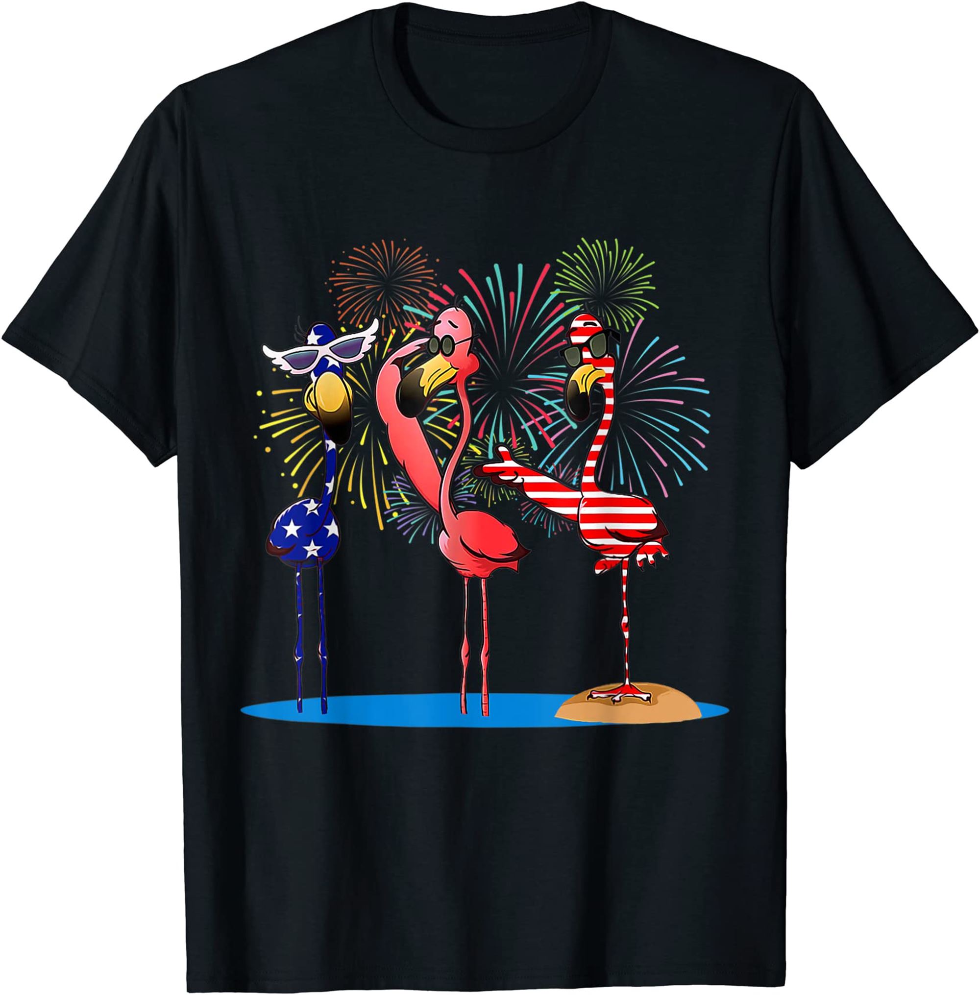 Flamingo 4th Of July American Flag Flamingo Independence T-shirt Full Size Up To 5xl
