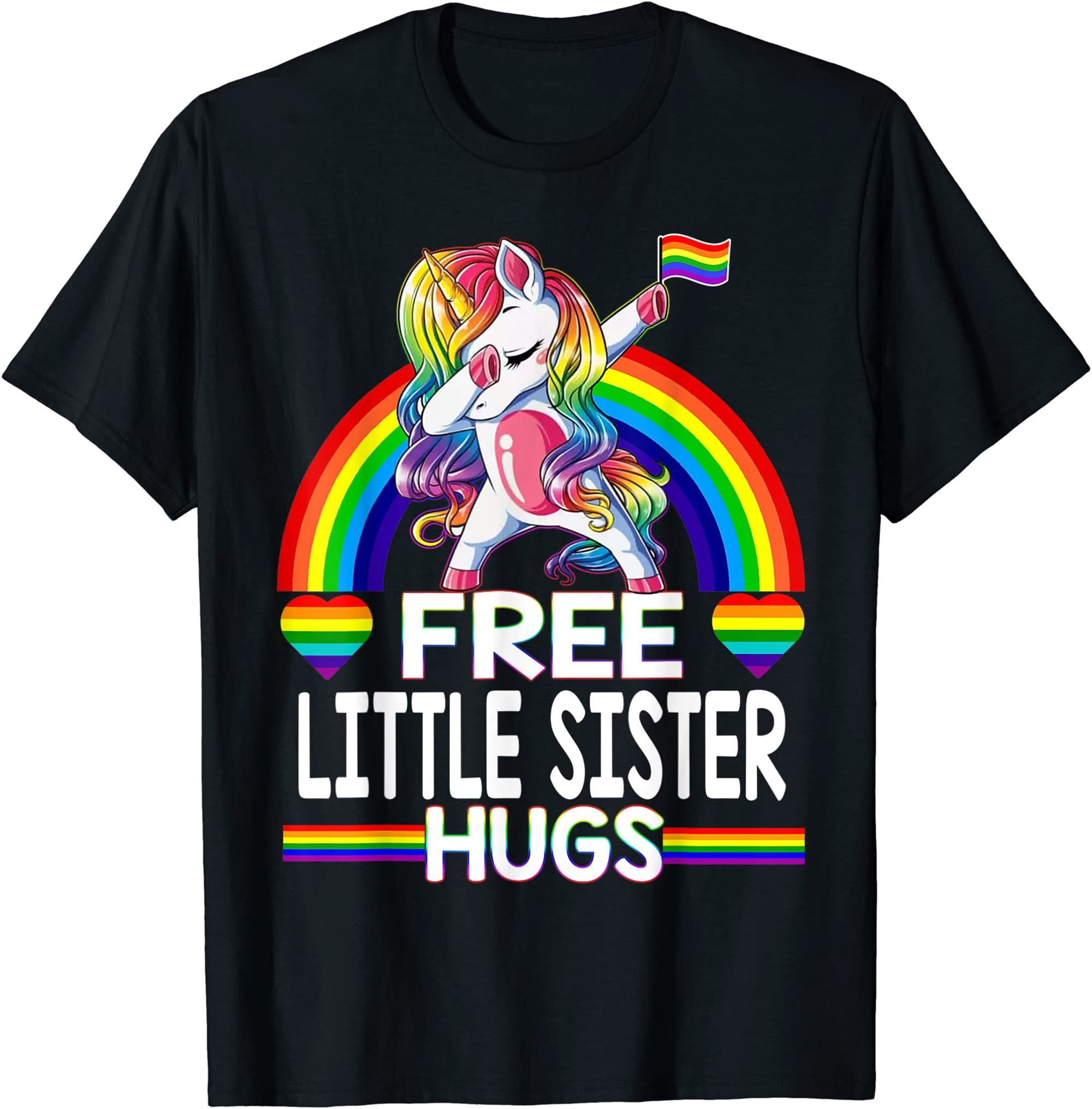 Free Little Sister Hugs Tshirt Unicorn Lgbt Pride Rainbow T-shirt Full Size Up To 5xl