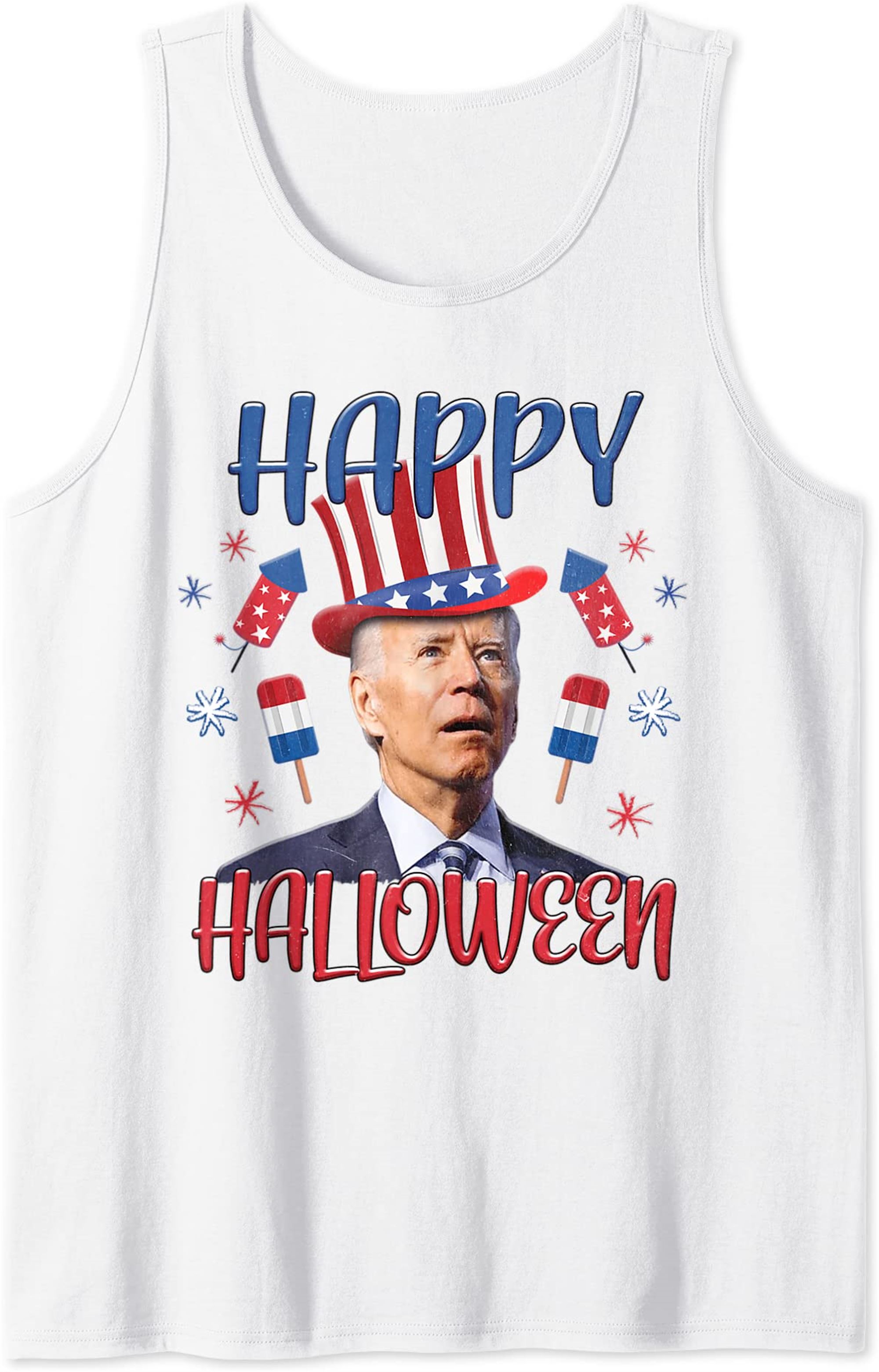 Halloween Funny Happy 4th Of July Anti Joe Biden Men Women Tank Top Plus Size Up To 5xl