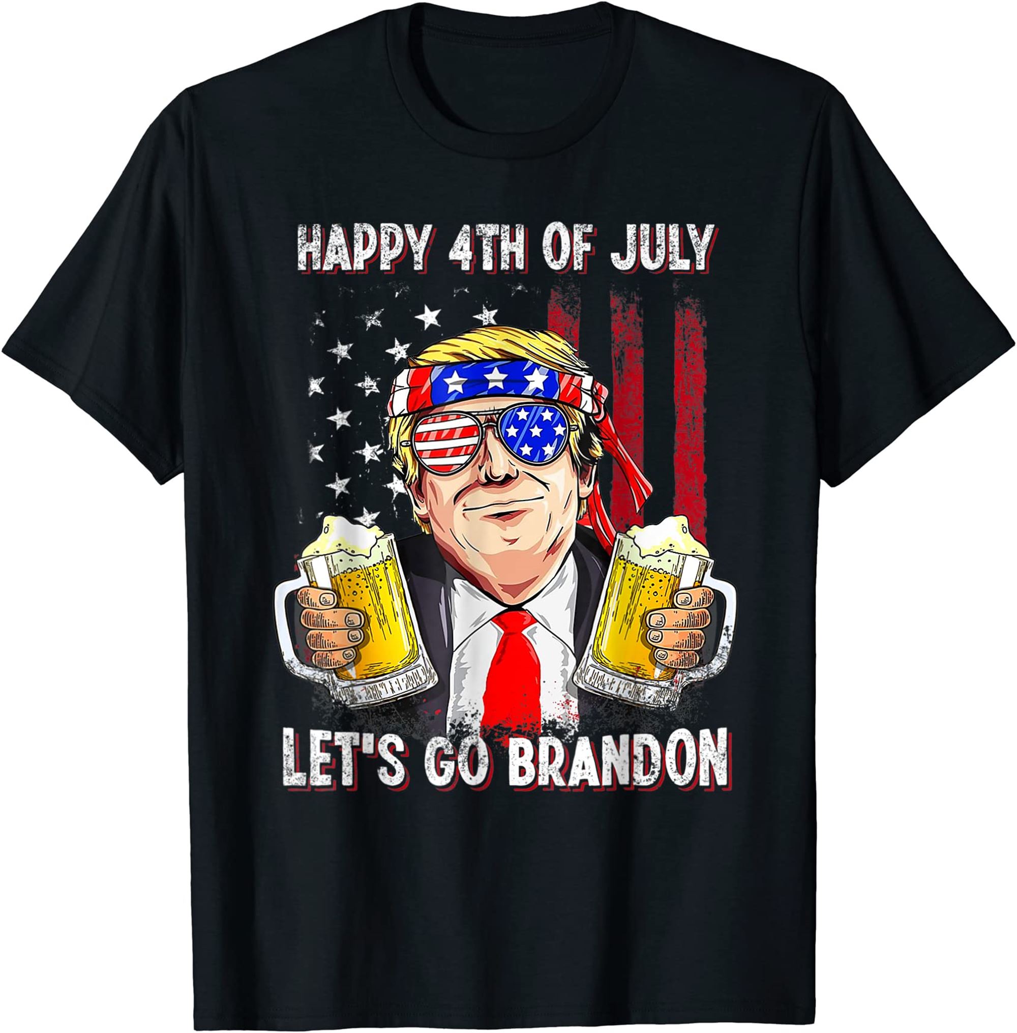 Happy 4th Of July Lets Go Beer Brandon Trump Beer America T-shirt Full Size Up To 5xl