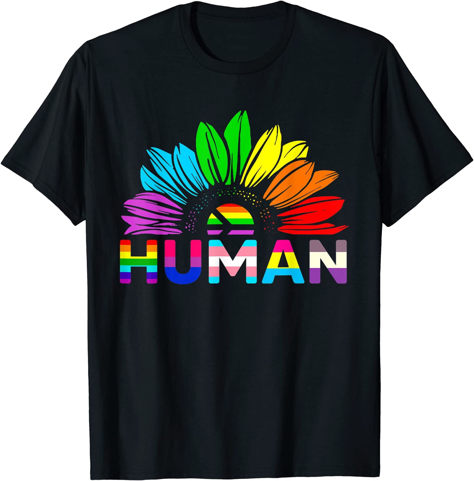 Human Sunflower Rainbow Lgbt Flag Gay Pride Proud Lgbtq T-shirt Full Size Up To 5xl