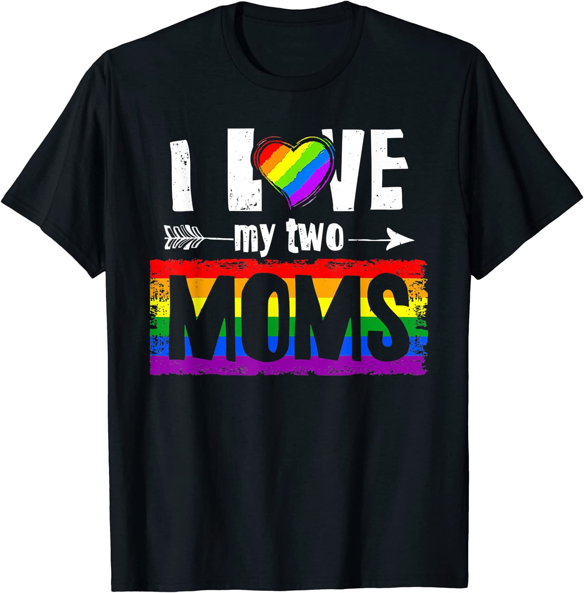 I Love My Two Moms Lesbian Tshirt Lgbt Pride Gifts For Kids T-shirt Plus Size Up To 5xl