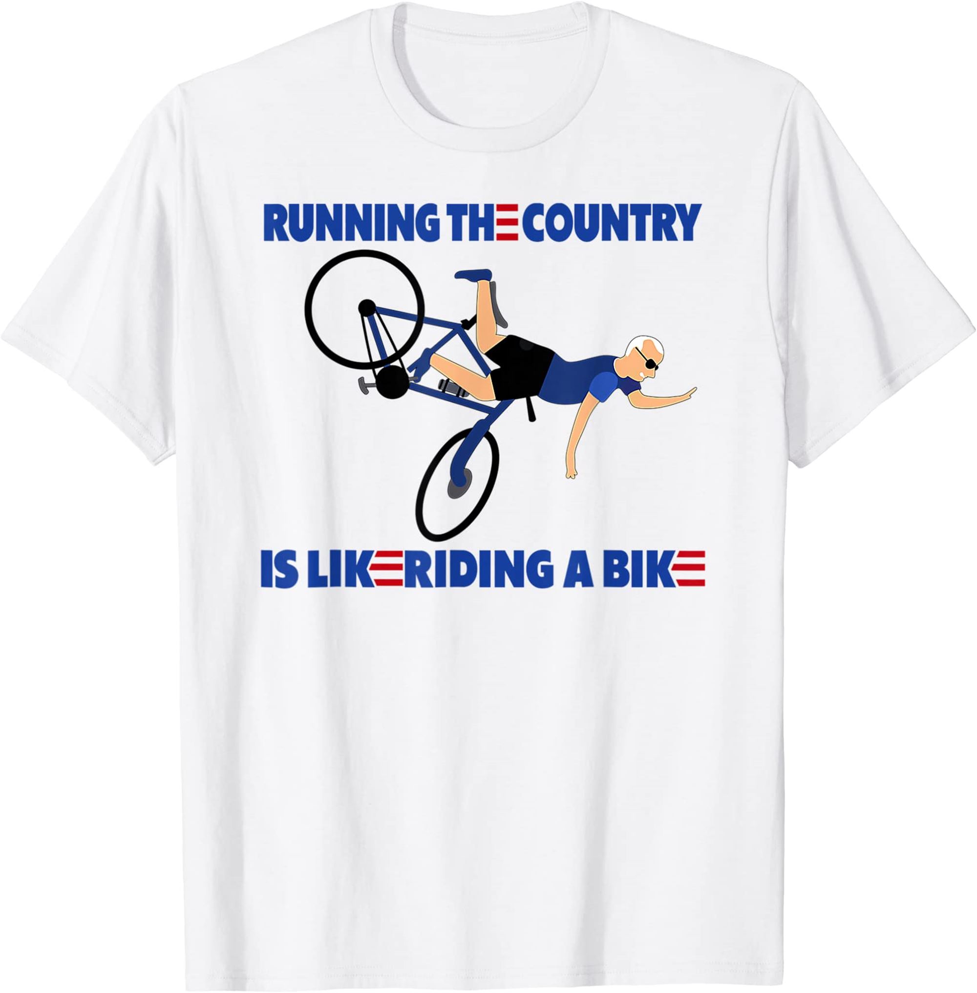 Merry 4th Of July Biden Bike Bicycle Falls Off Funny T-shirt Full Size Up To 5xl