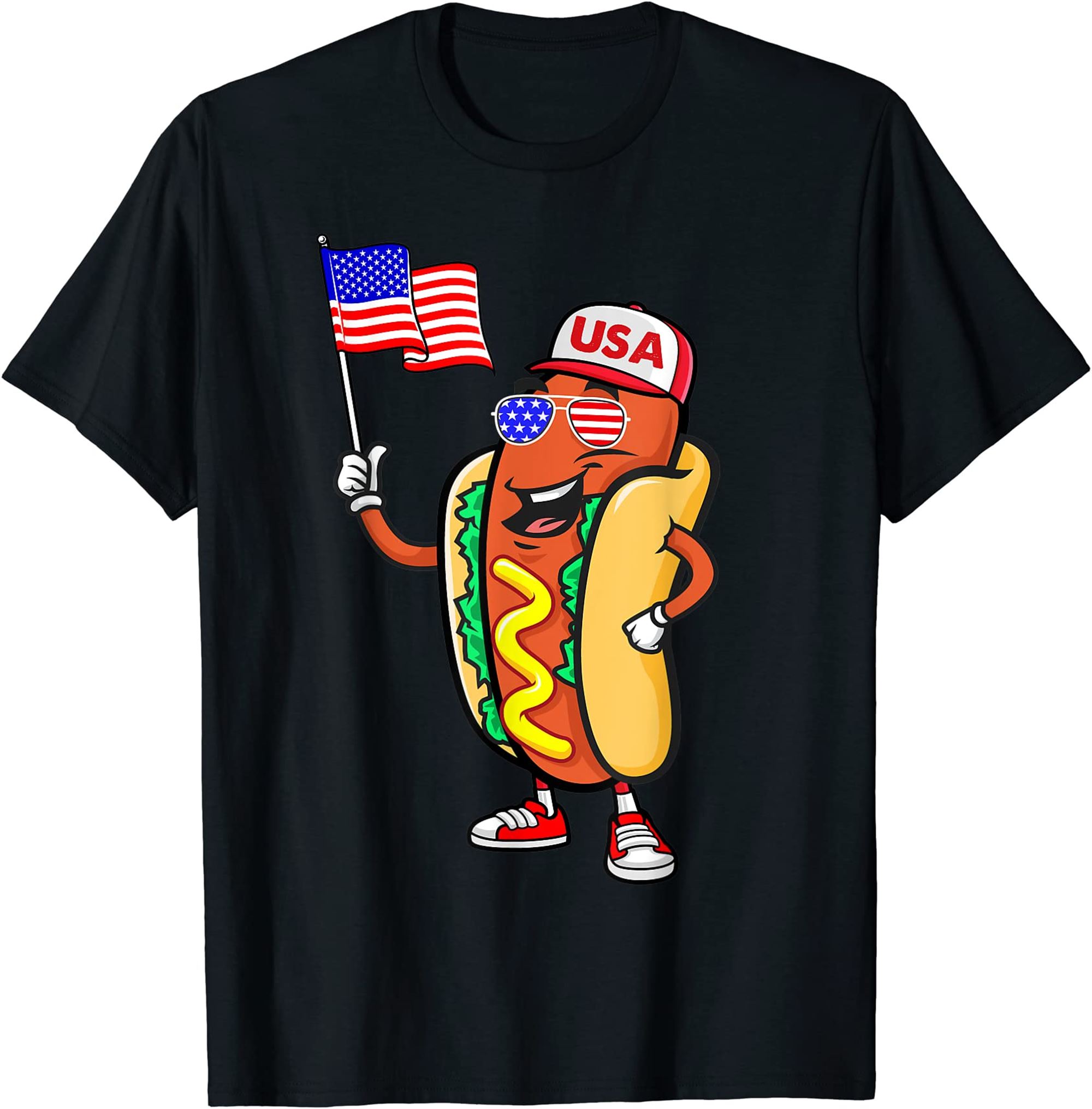 Patriotic Hot Dog American Flag Usa Funny 4th Of July Fourth T-shirt Size Up To 5xl