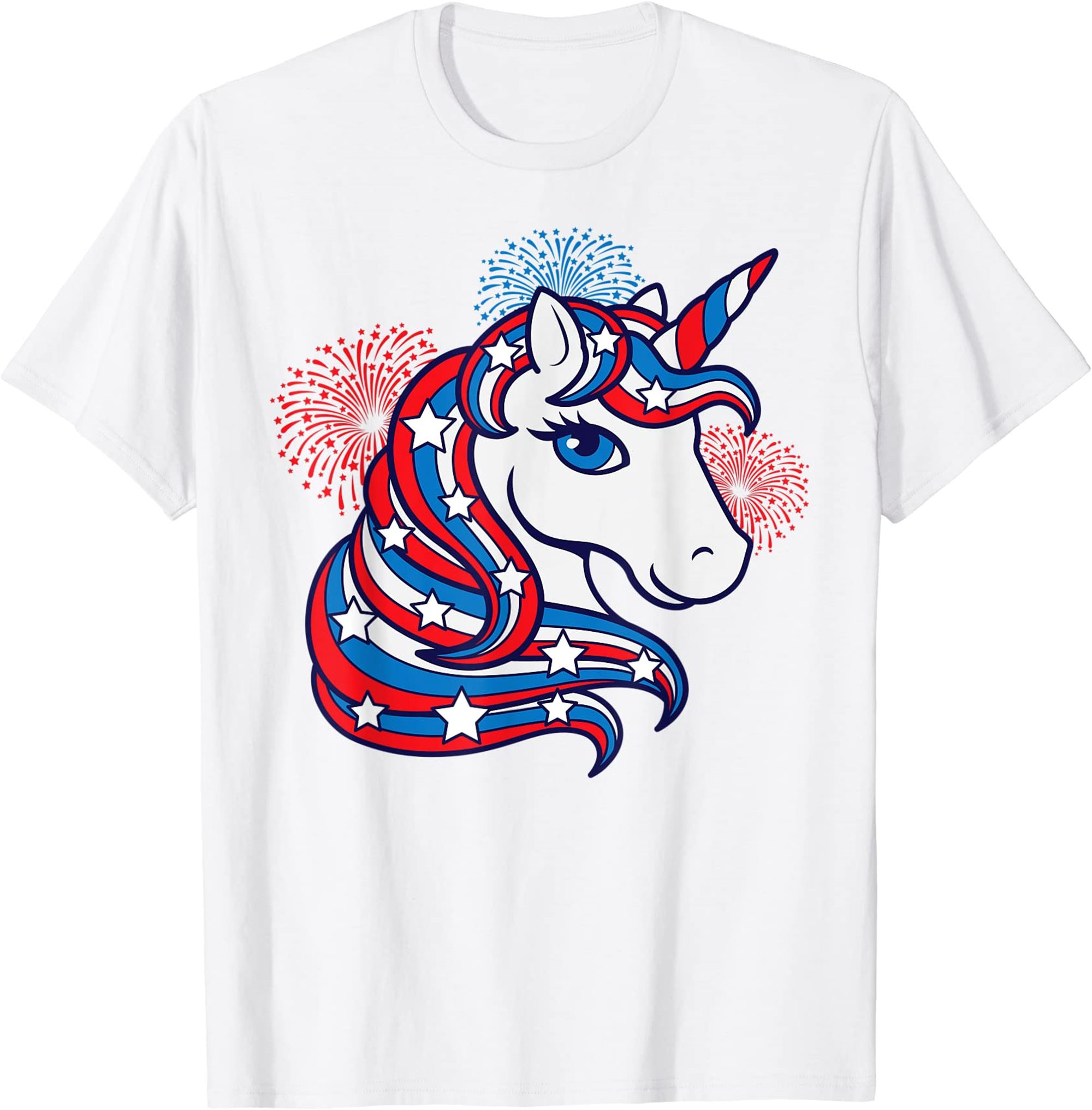 Patriotic Unicorn 4th Of July Shirt For Girls American Flag T-shirt Full Size Up To 5xl