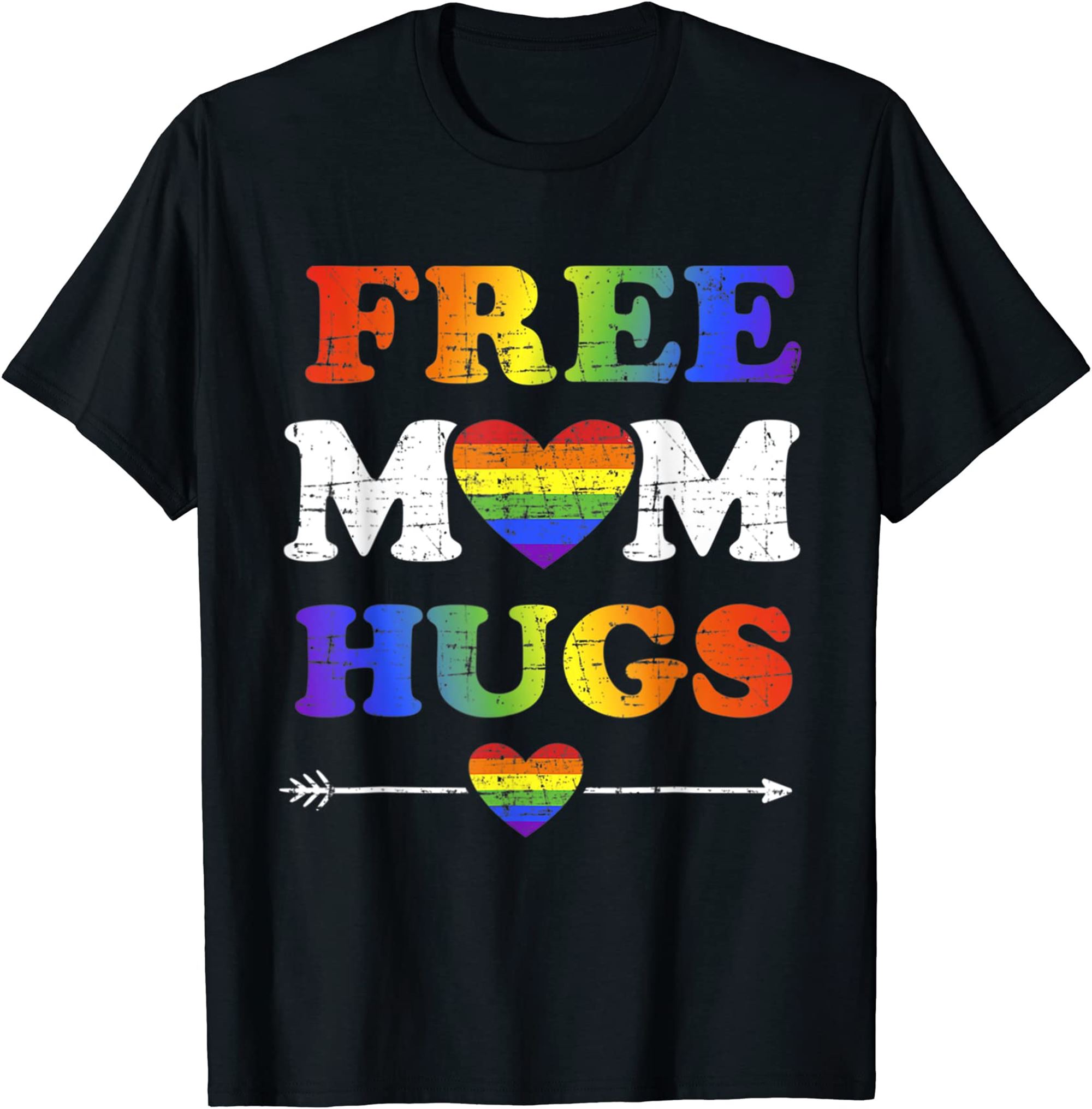 Pride Month Free Mom Hugs Lgbt Rainbow Flag T-shirt Plus Size Up To 5xl