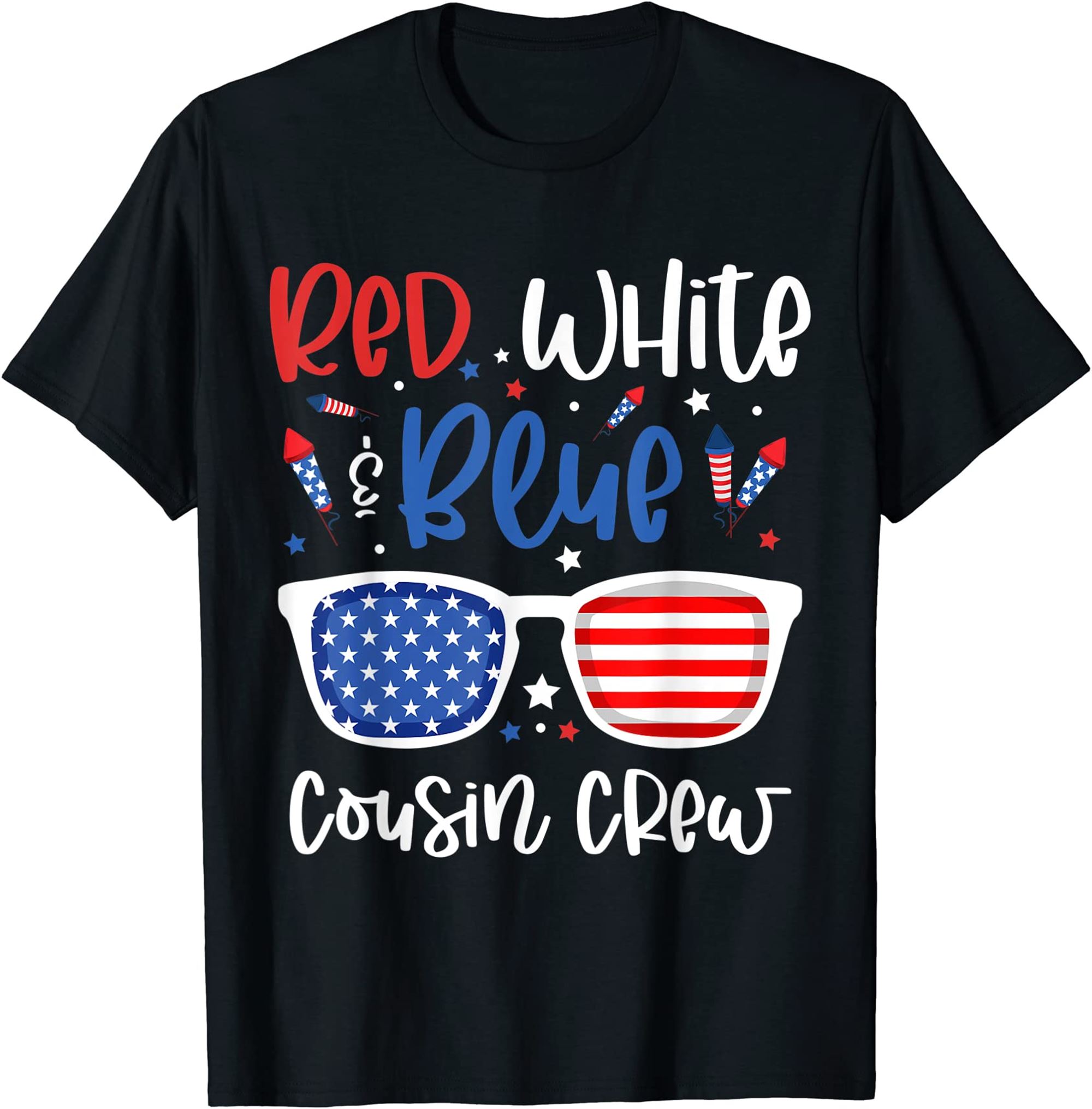 Red White Blue Cousin Crew 4th Of July Kids Usa Sunglasses T-shirt Size Up To 5xl