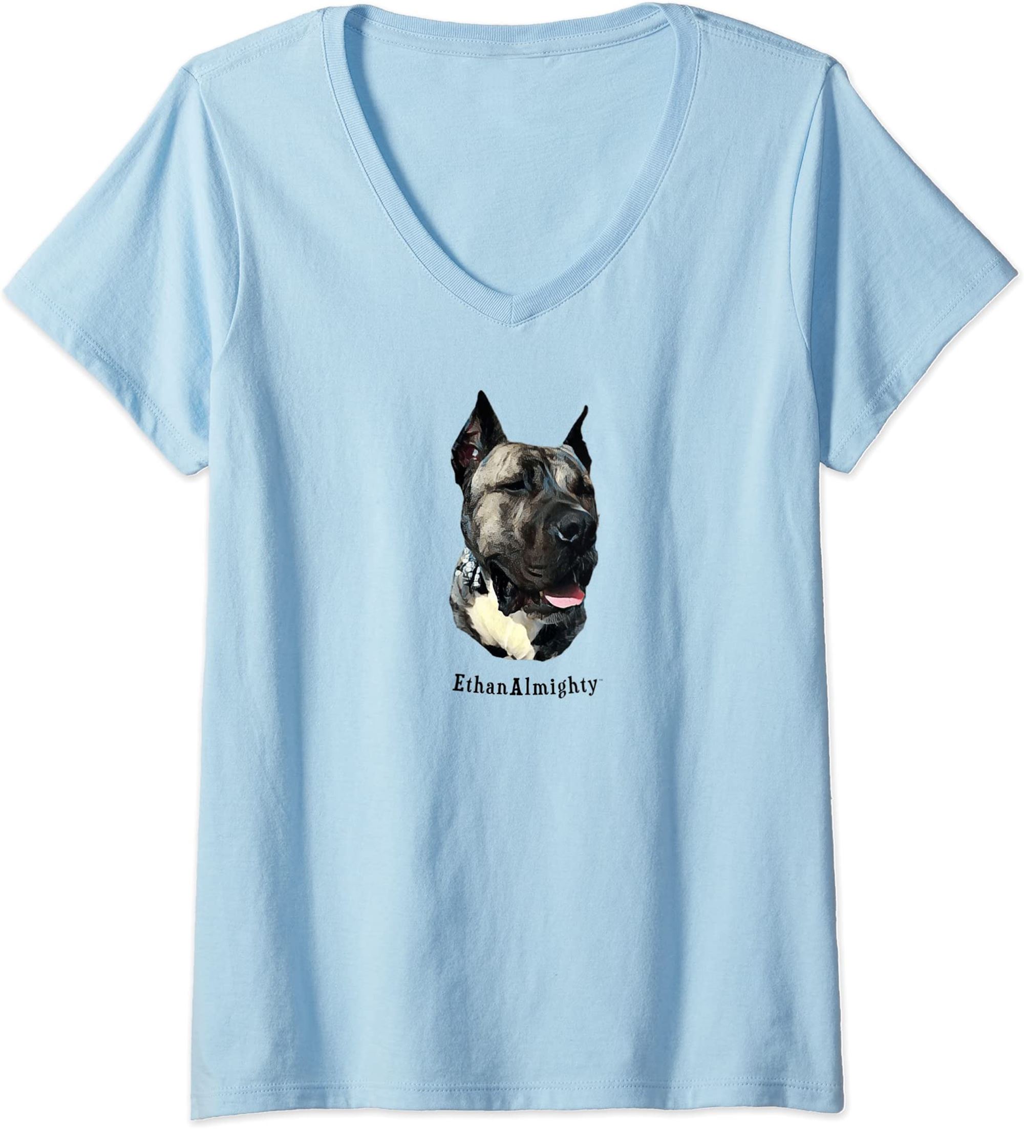 Womens Ethanalmighty Dog V Neck Tshirt Full Size Up To 5xl