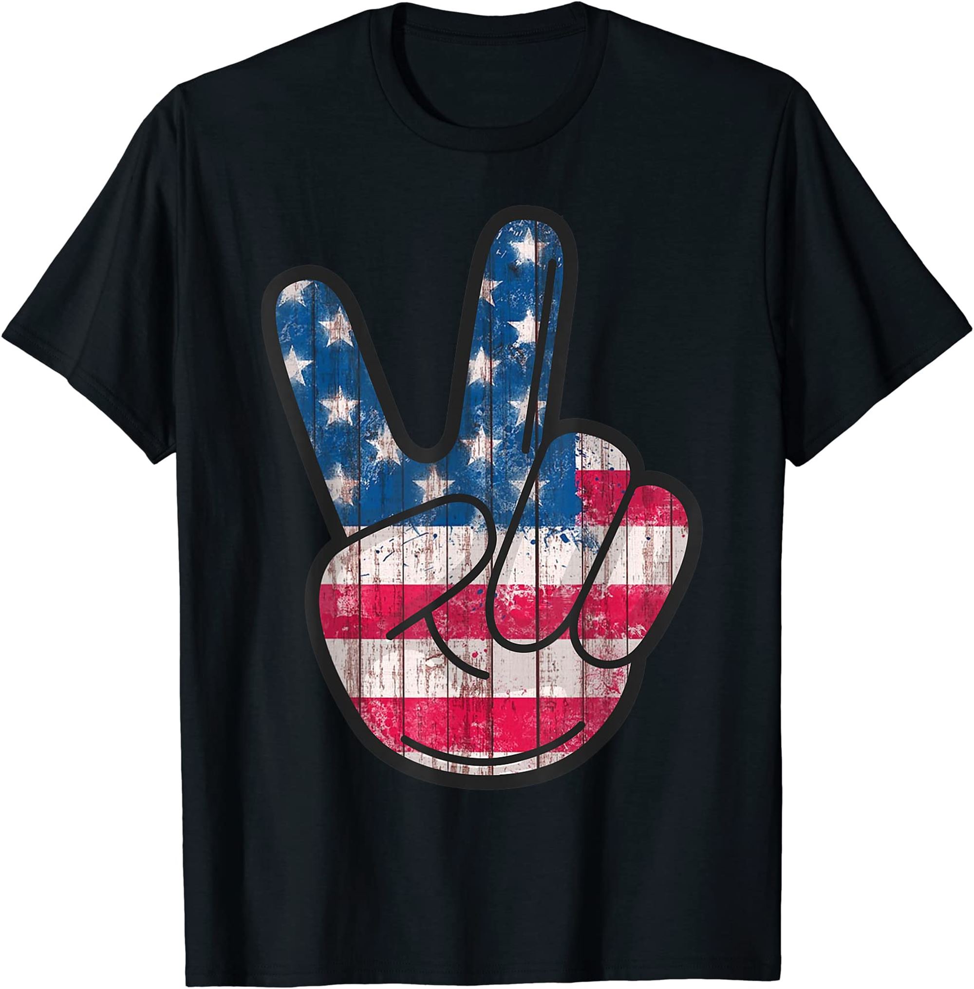 American Flag Peace Sign Hand Tshirt 4th Fourth Of July Tshirt Size Up To 5xl
