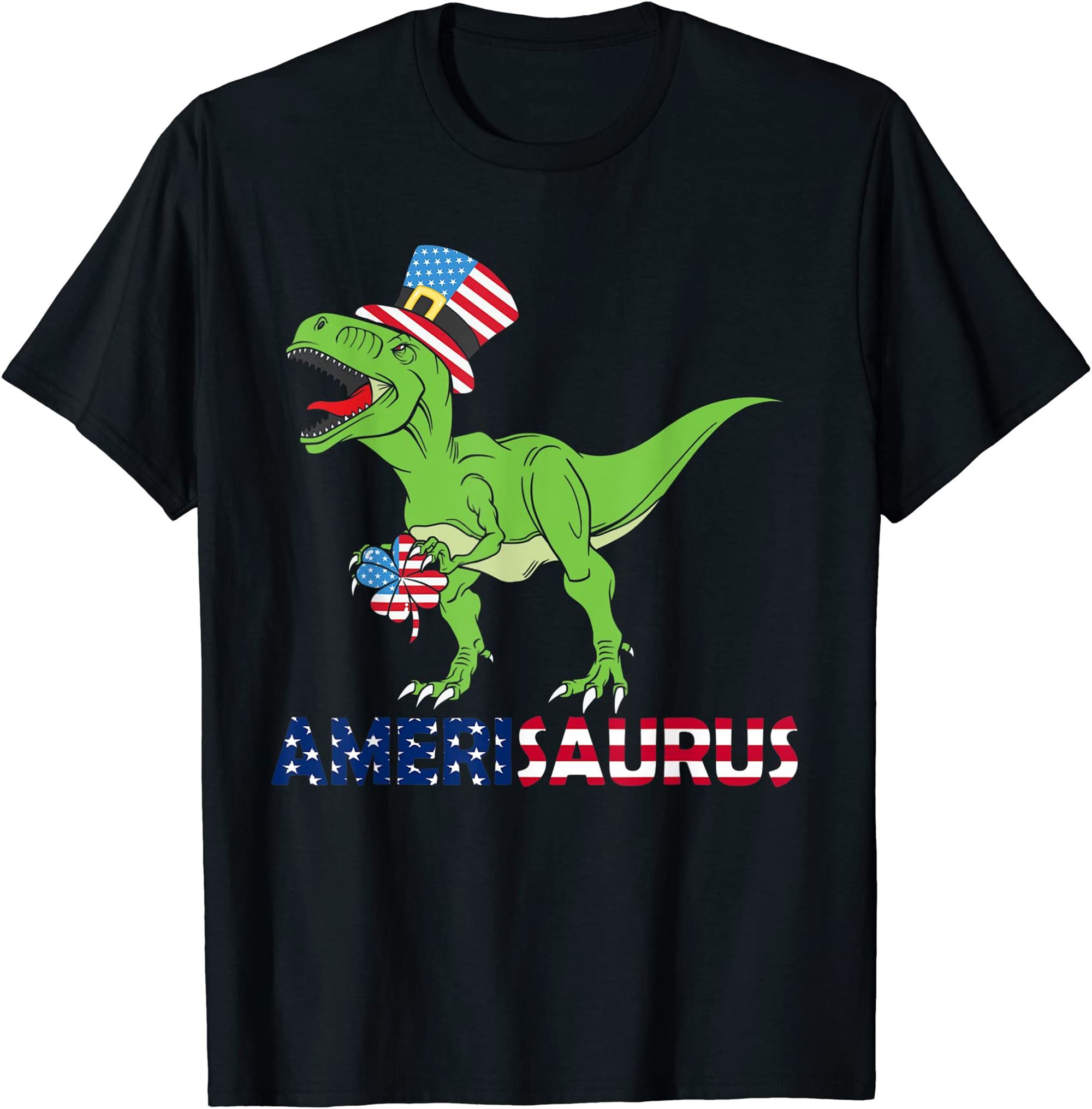 Funny Amerisaurus Usa Flag Kids Flag 4th Of July Dinosaur T-shirt Plus Size Up To 5xl