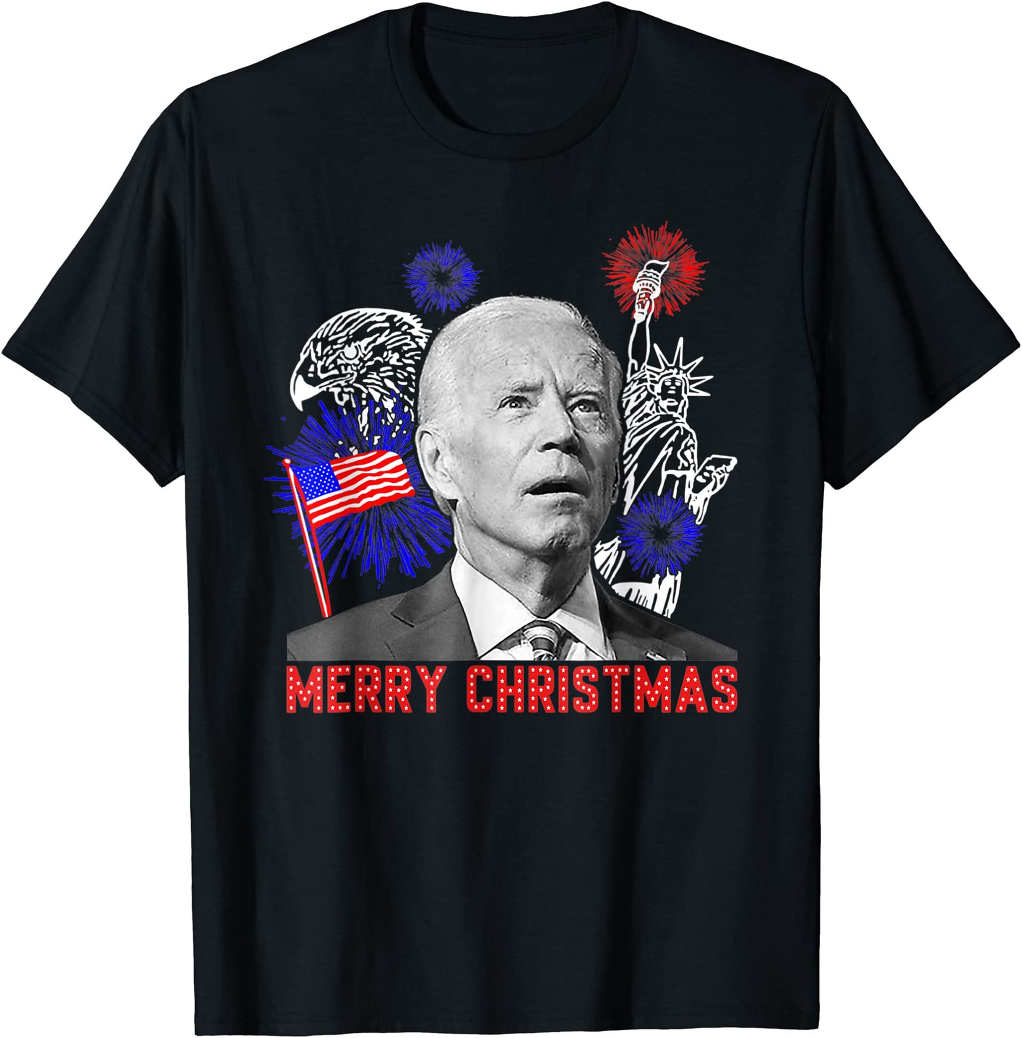 Funny Joe Biden Happy Christmas In July Usa Flag T-shirt Size Up To 5xl