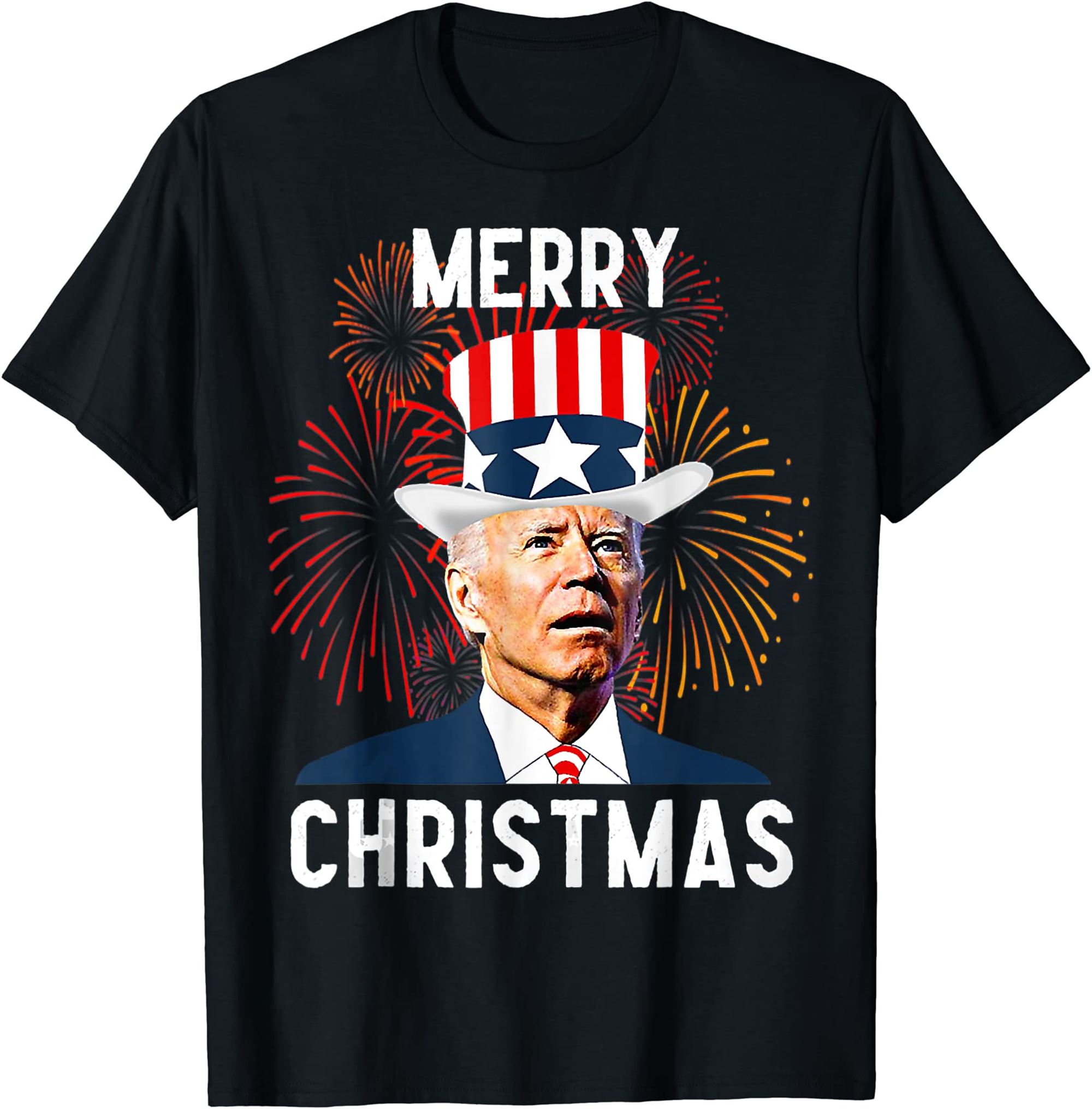 Funny Joe Biden Merry Christmas For Fourth Of July T-shirt Full Size Up To 5xl