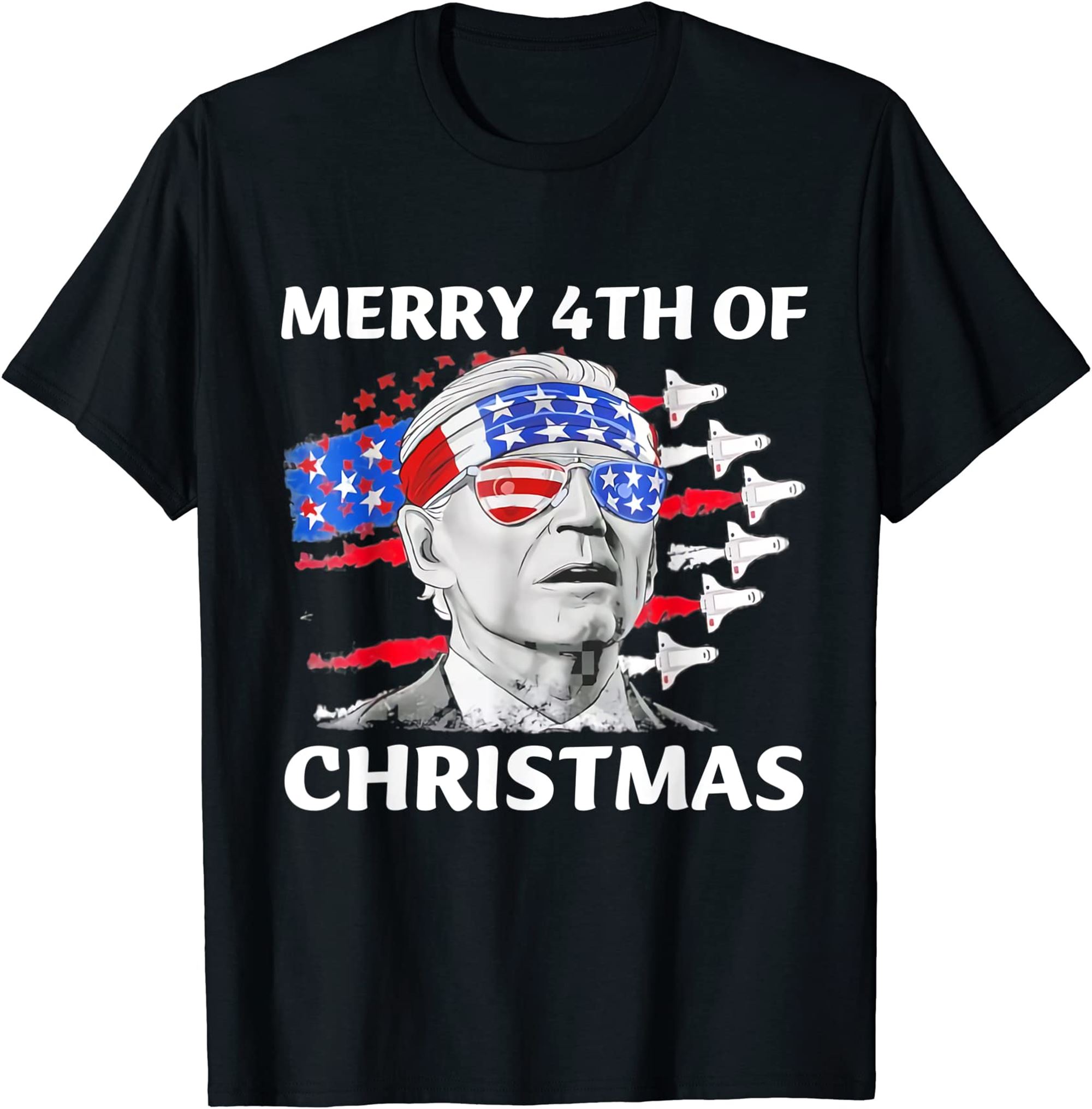 Funny Merry 4th Of Christmas Funny Biden 4th Of July T-shirt Full Size Up To 5xl