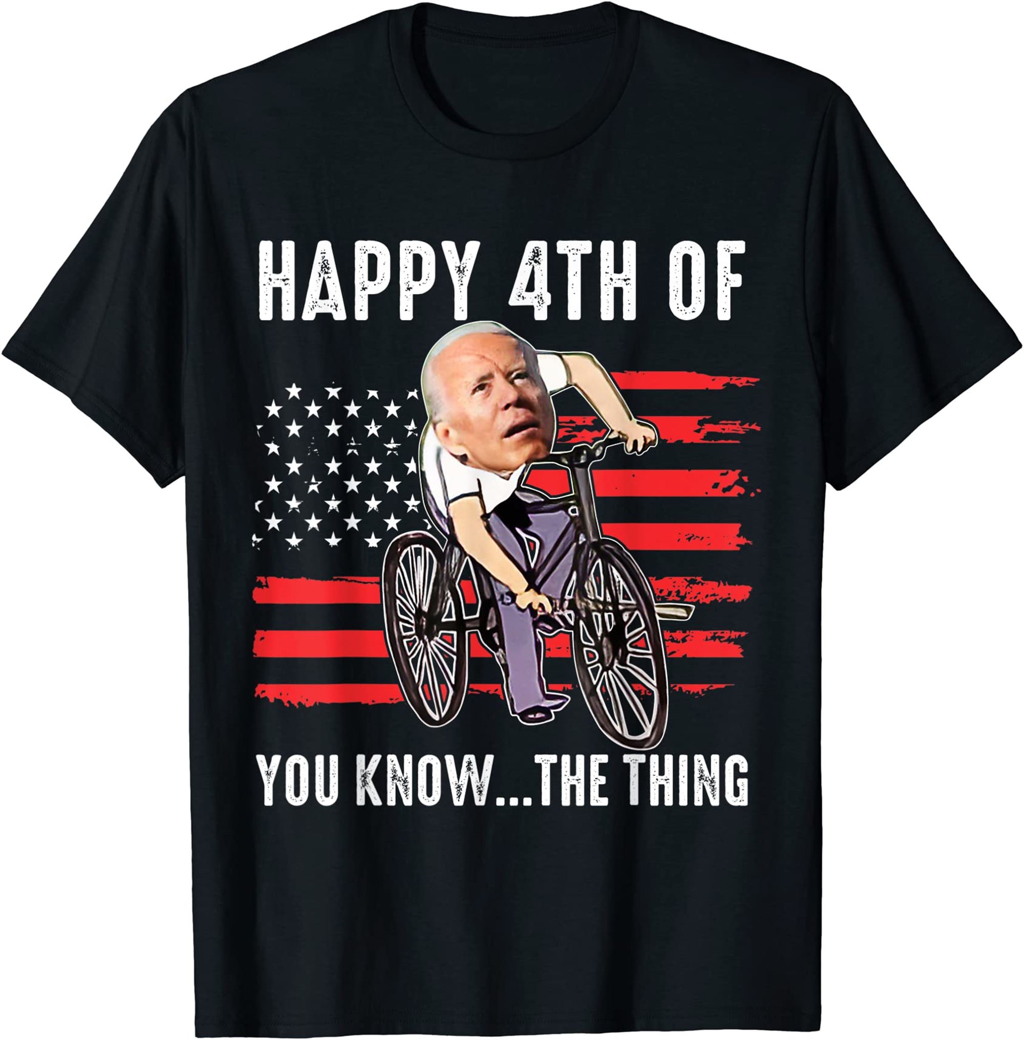 Joe Biden Falling Off His Bicycle Funny 4th Of July Us Flag T-shirt Plus Size Up To 5xl