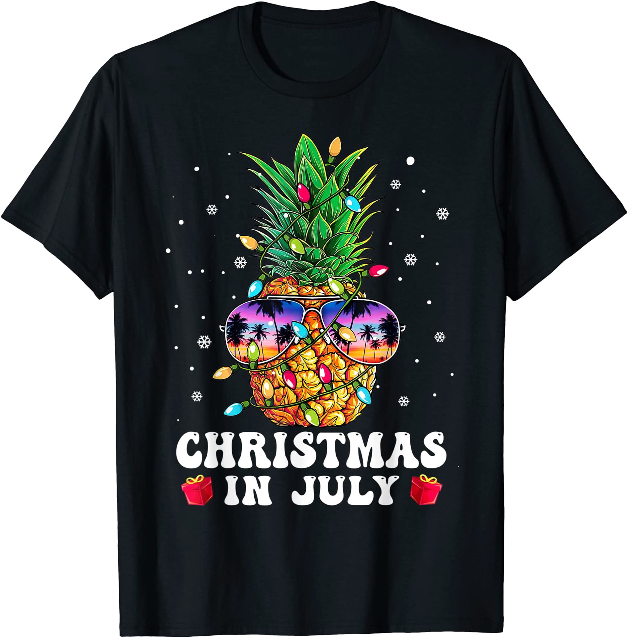 Pineapple Christmas In July Aloha Hawaii Beaches Hawaiian T-shirt Plus Size Up To 5xl