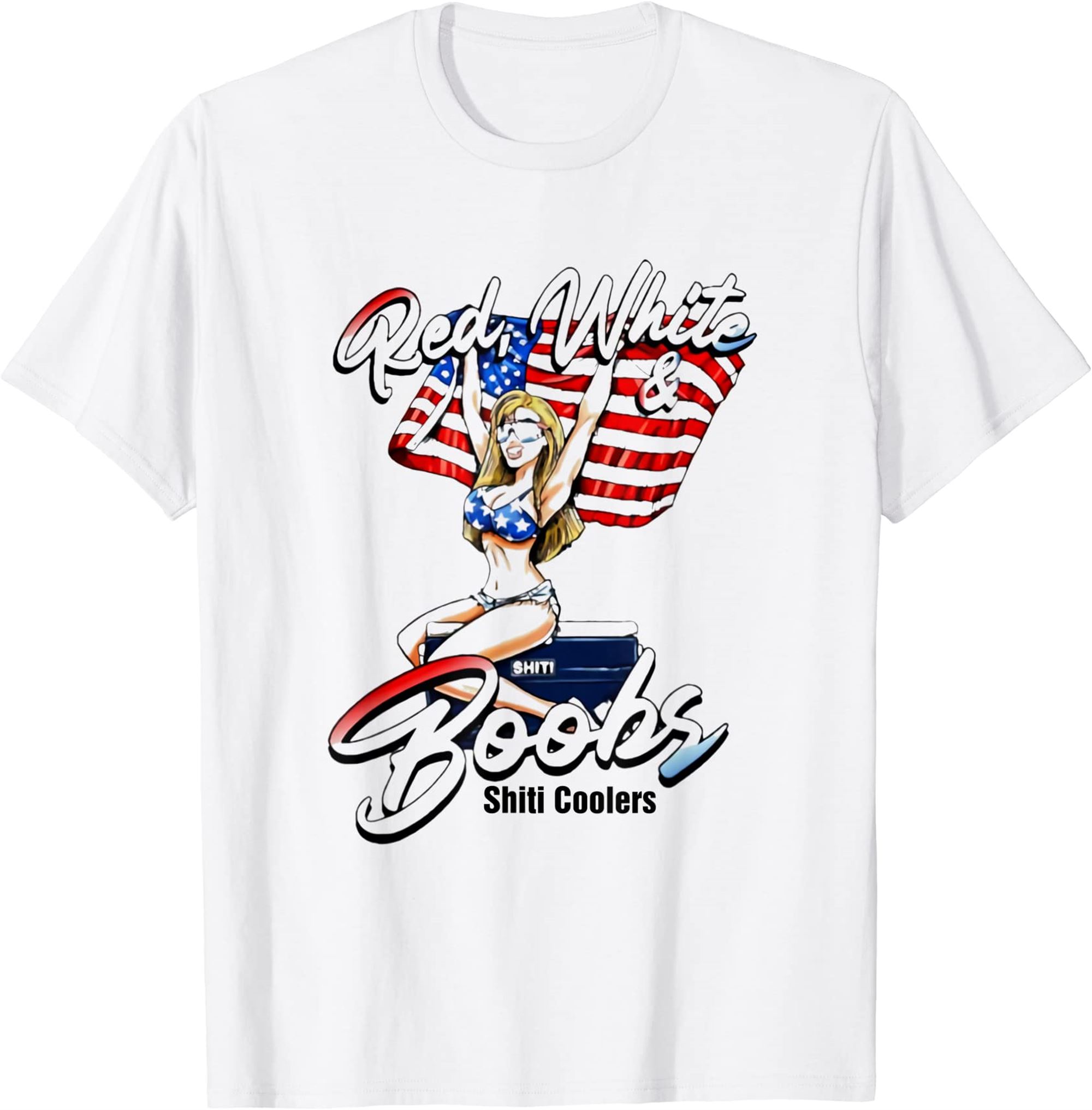 Red White And Boobs Shiti Coolers Happy 4th Of July T-shirt Plus Size Up To 5xl