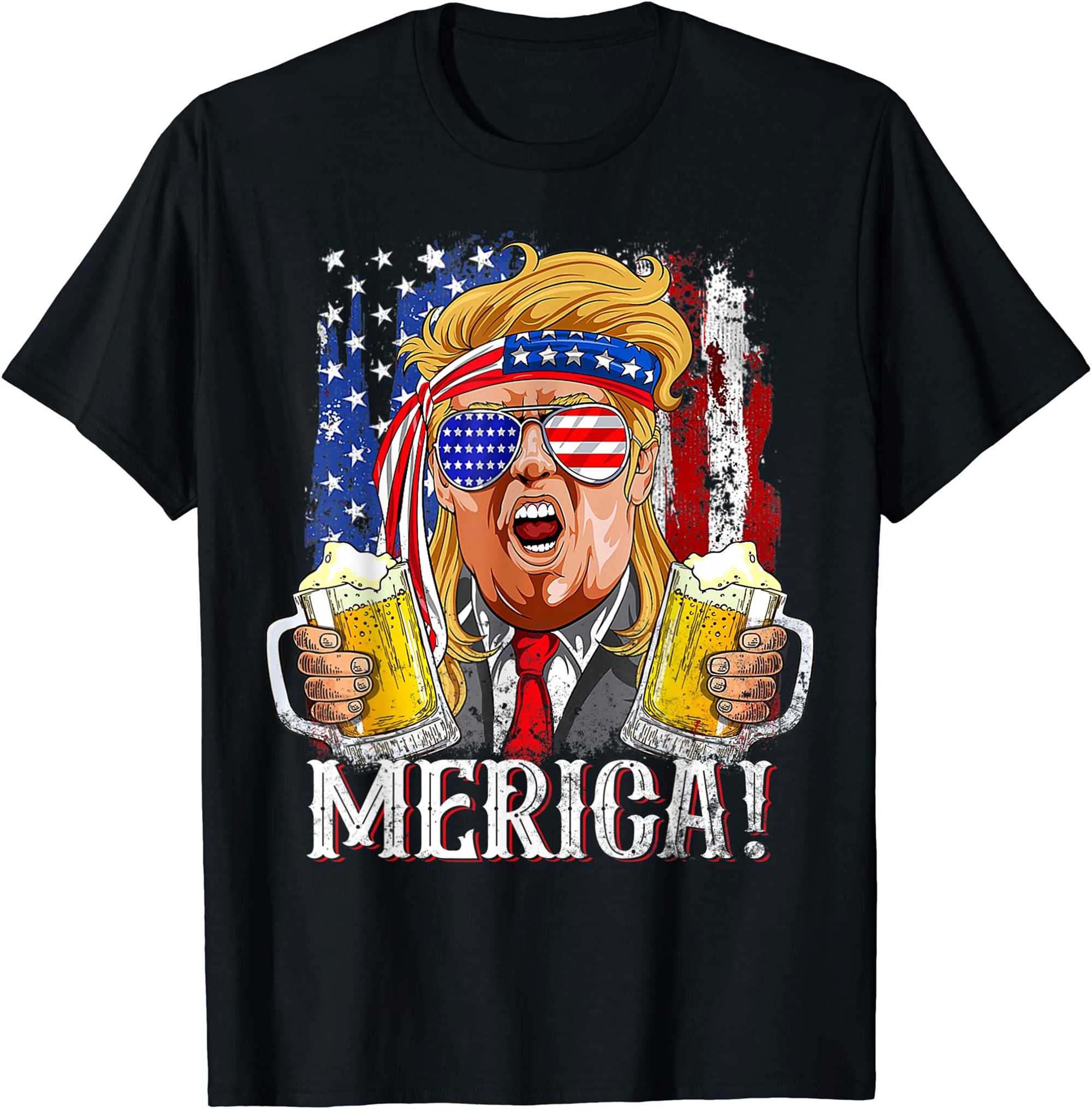 Trump Mullet 4th Of July Usa American Flag Merica Trump 2024 T-shirt Plus Size Up To 5xl