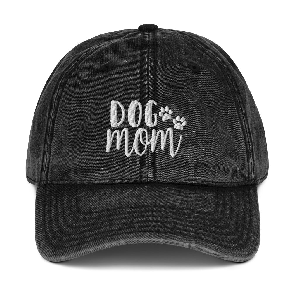 Dog Mom Vintage Baseball Hat_black Dog Mom Vintage Baseball Hat_black