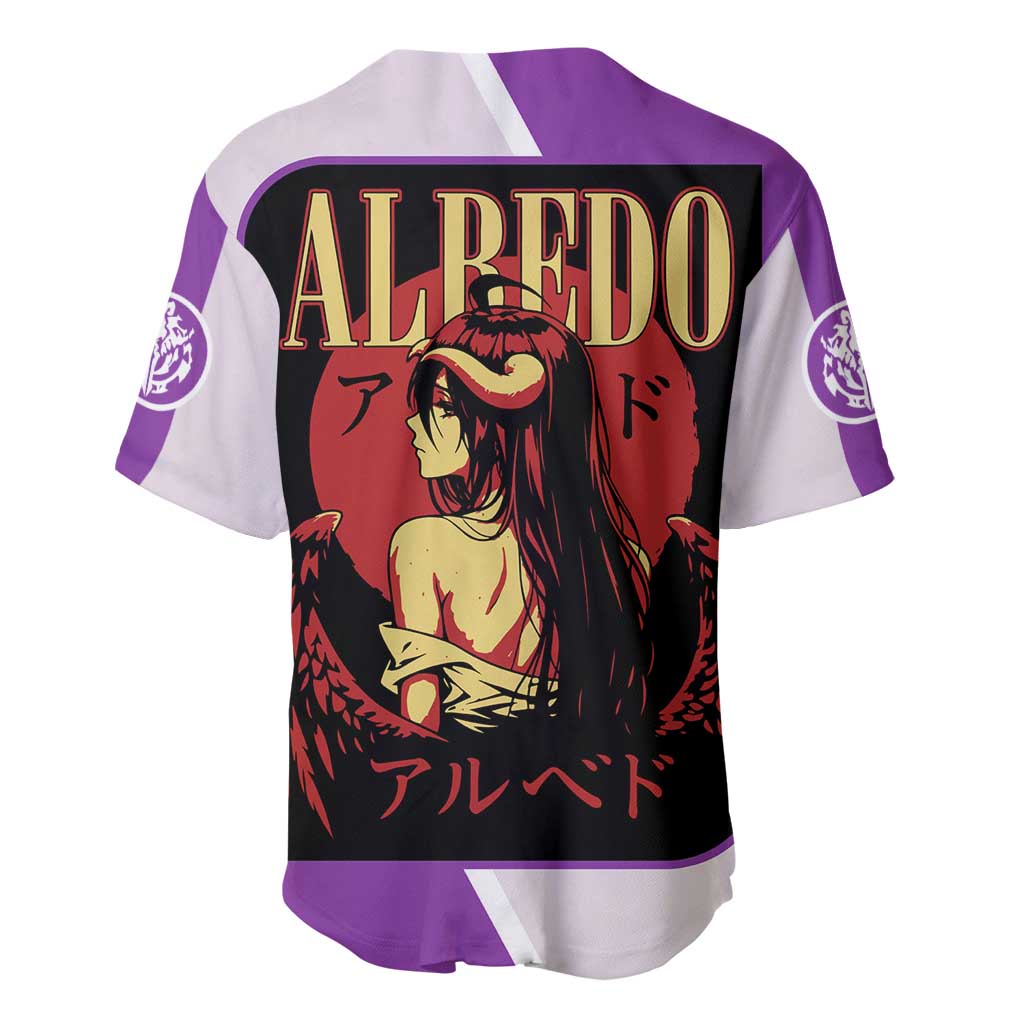Albedo Winged Demon Purple Baseball Jersey Albedo Winged Demon Purple Baseball Jersey