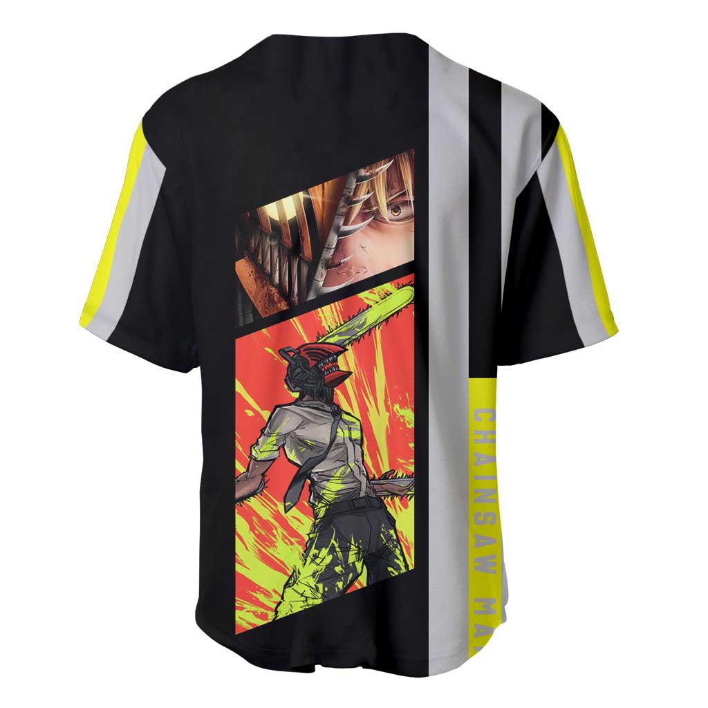 Chainsaw Man Panels Neon Chainsaw Baseball Jersey Chainsaw Man Panels Neon Chainsaw Baseball Jersey