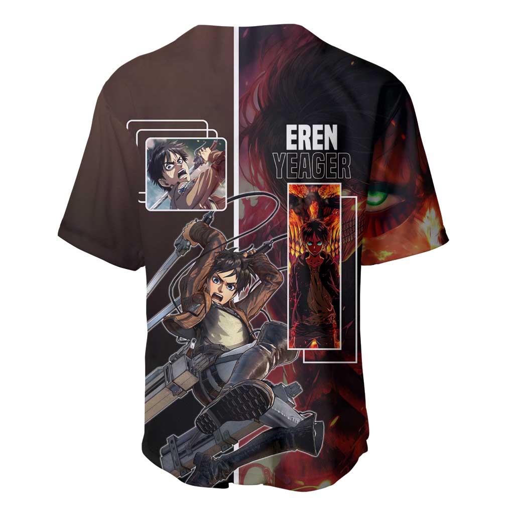 Eren Yeager Poses Fiery Baseball Jersey Eren Yeager Poses Fiery Baseball Jersey