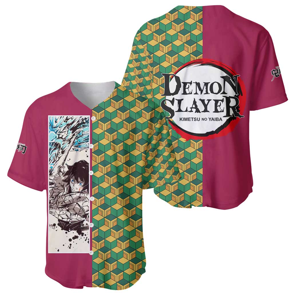 Giyu Tomioka Red Green Geometric Baseball Jersey Giyu Tomioka Red Green Geometric Baseball Jersey