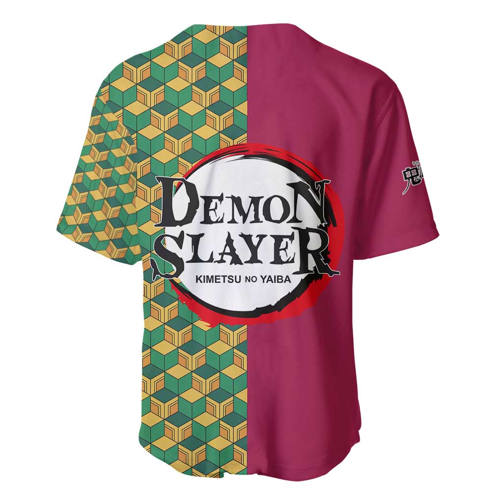 Giyu Tomioka Red Green Geometric Baseball Jersey Giyu Tomioka Red Green Geometric Baseball Jersey