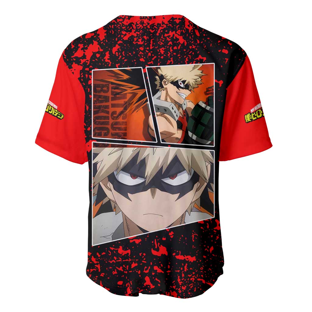 Katsuki Bakugo Red Black Explosive Baseball Jersey Katsuki Bakugo Red Black Explosive Baseball Jersey