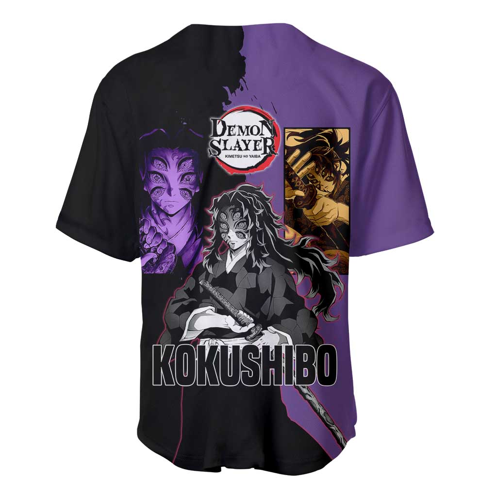 Kokushibo Purple Black Split Baseball Jersey Kokushibo Purple Black Split Baseball Jersey