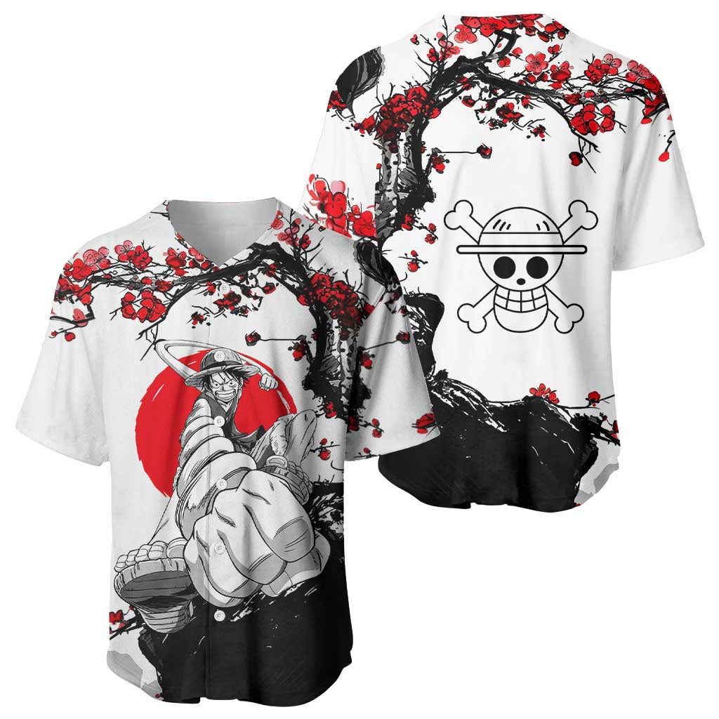 Luffy Gear Cherry Blossom Tree Baseball Jersey Luffy Gear Cherry Blossom Tree Baseball Jersey