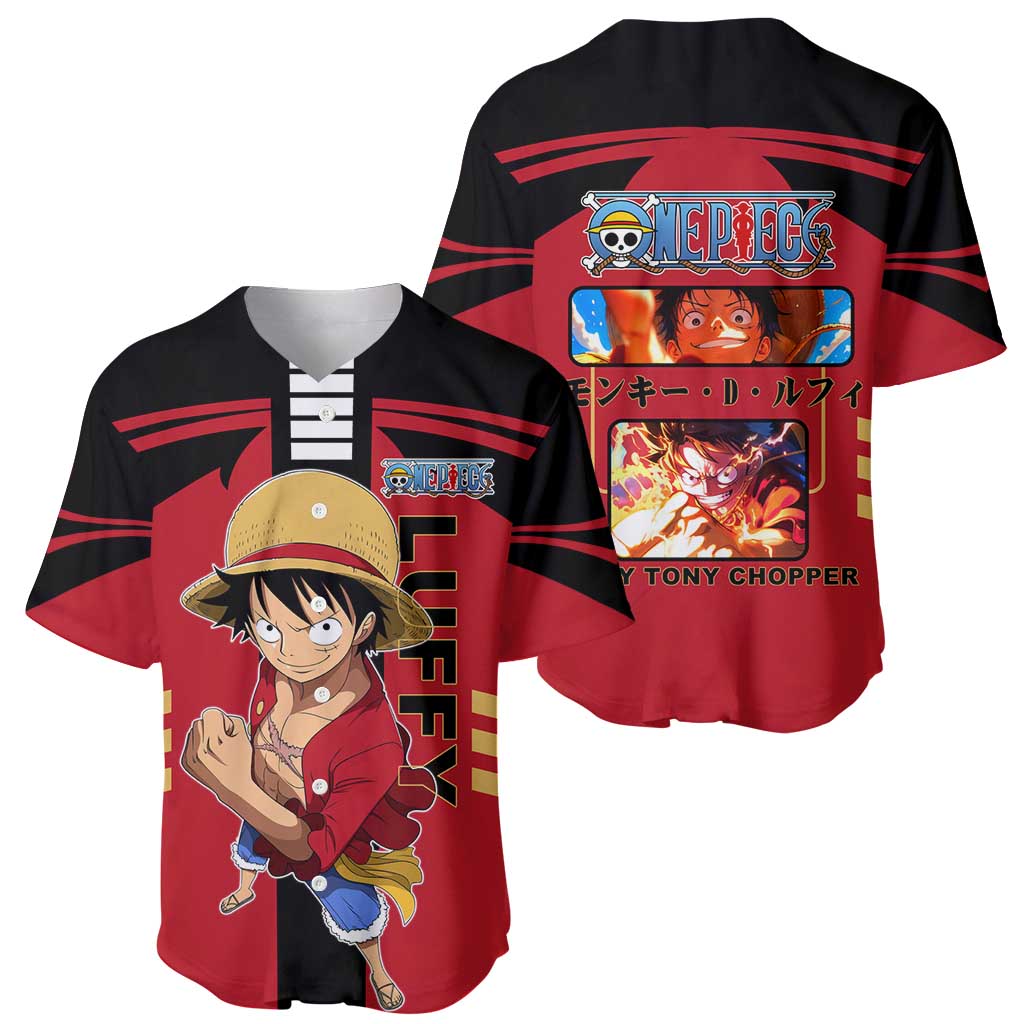 Luffy Straw Hat Gear Baseball Jersey Luffy Straw Hat Gear Baseball Jersey