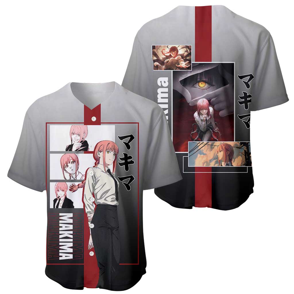 Makima Cunning Mysterious Baseball Jersey Makima Cunning Mysterious Baseball Jersey
