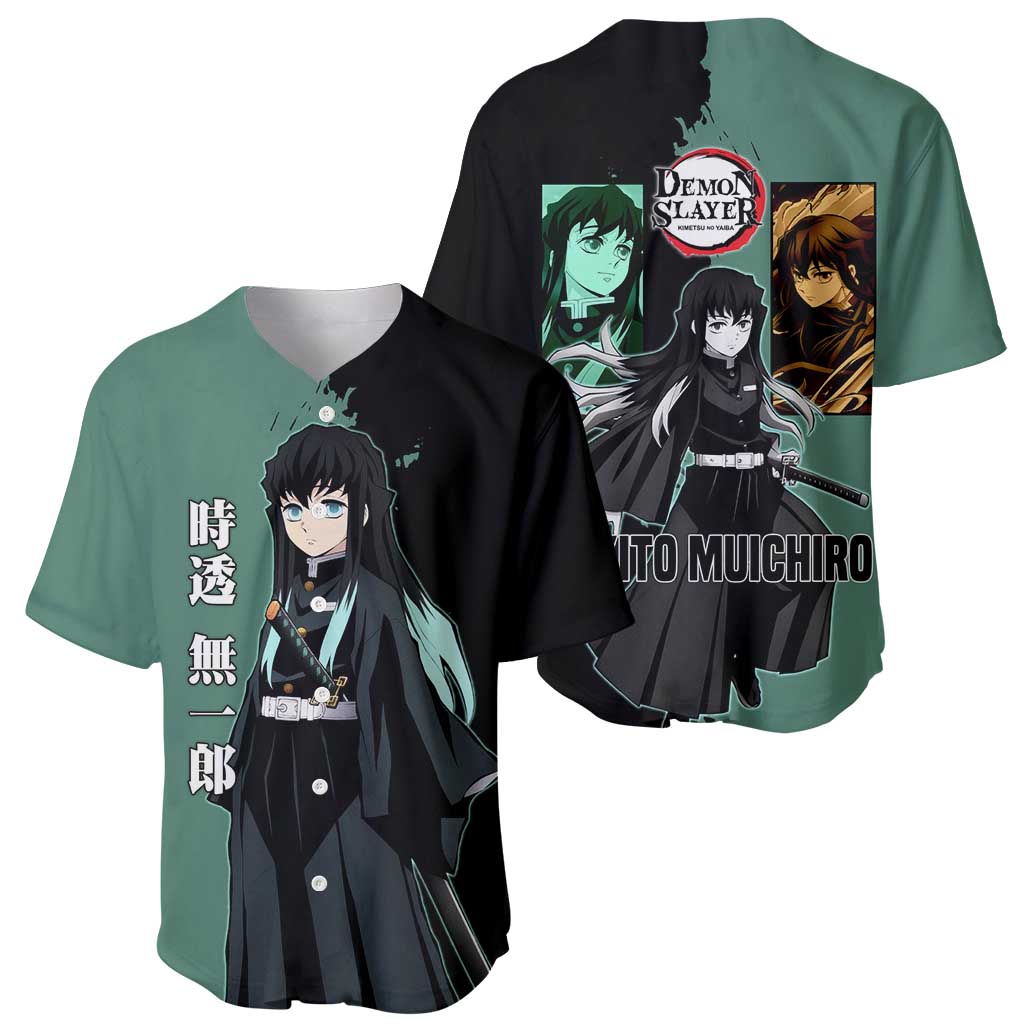 Muichiro Tokito Green Black Mist Baseball Jersey Muichiro Tokito Green Black Mist Baseball Jersey