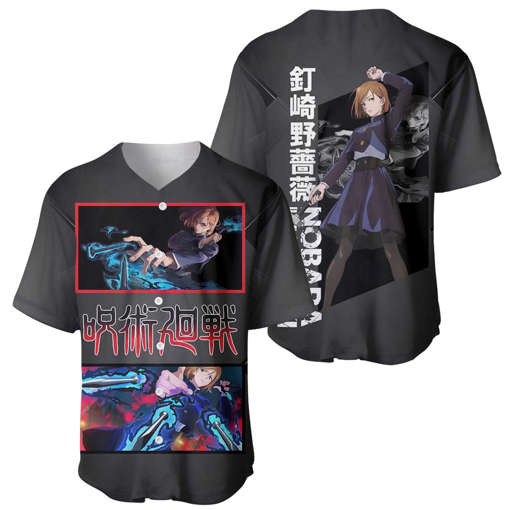 Nobara Kugisaki Black Red Cursed Baseball Jersey Nobara Kugisaki Black Red Cursed Baseball Jersey