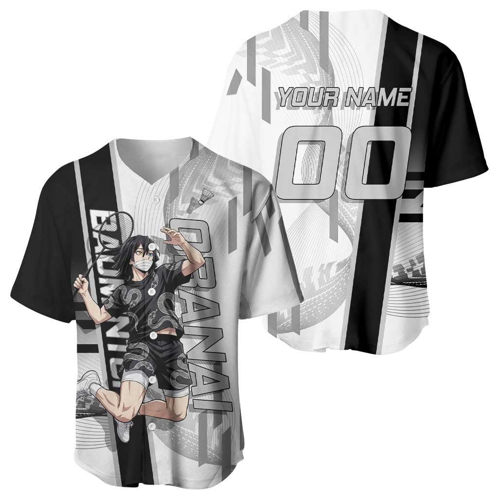 Obanai Iguro Racket Black White Baseball Jersey Obanai Iguro Racket Black White Baseball Jersey