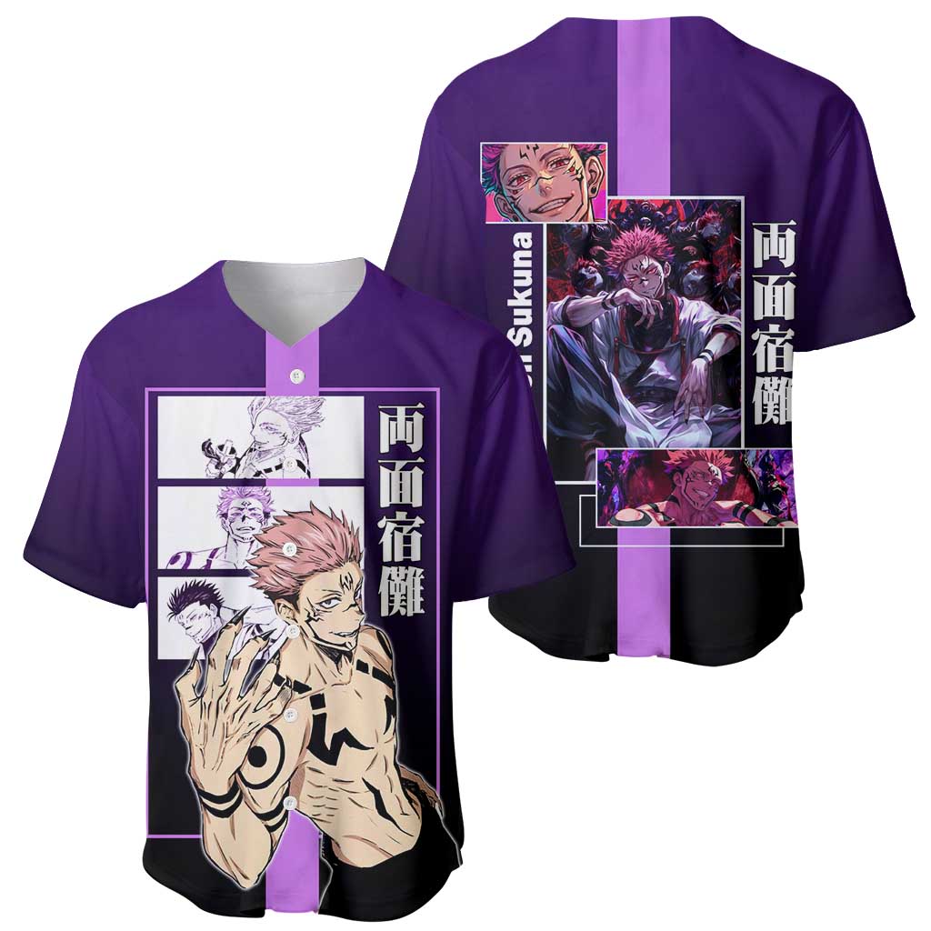 Ryomen Sukuna Purple Multiple Poses Baseball Jersey Ryomen Sukuna Purple Multiple Poses Baseball Jersey
