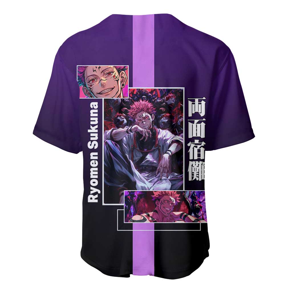 Ryomen Sukuna Purple Multiple Poses Baseball Jersey Ryomen Sukuna Purple Multiple Poses Baseball Jersey