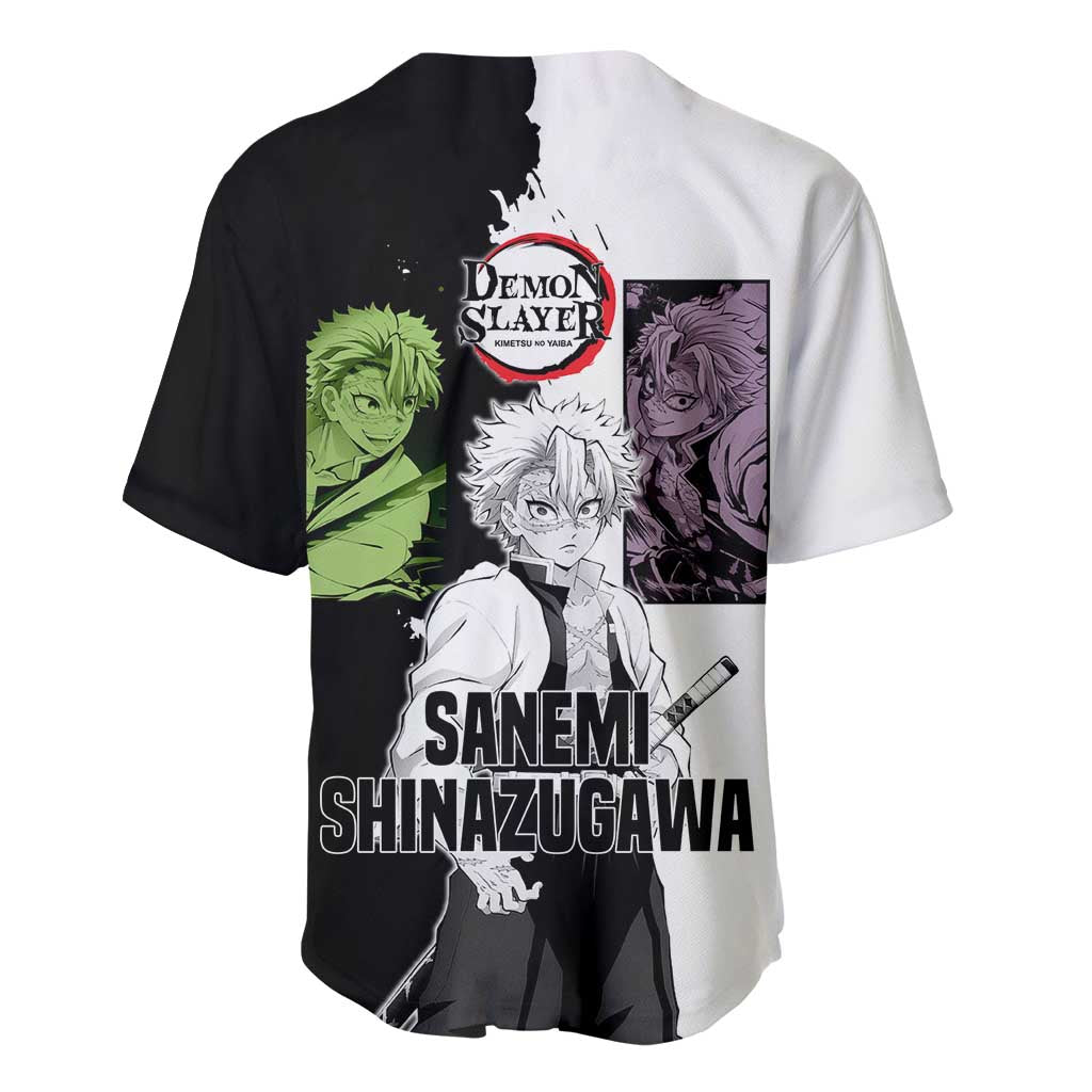 Sanemi Shinazugawa Black White Split Baseball Jersey Sanemi Shinazugawa Black White Split Baseball Jersey