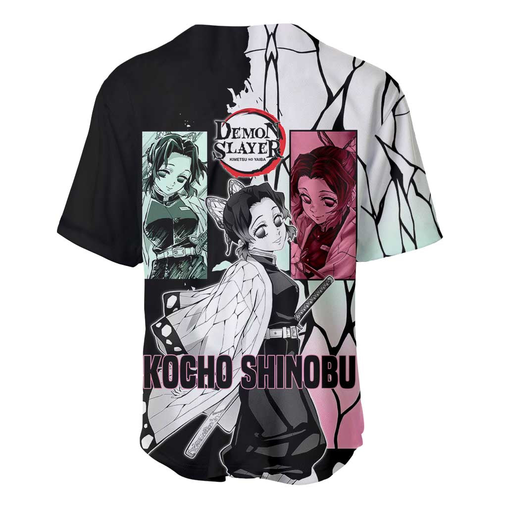 Shinobu Kocho Black White Wing Baseball Jersey Shinobu Kocho Black White Wing Baseball Jersey
