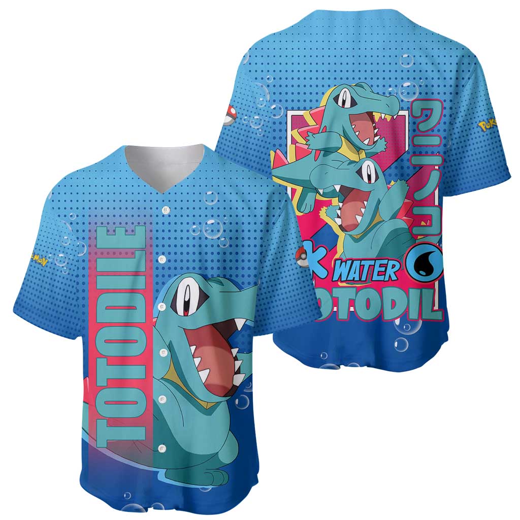 Totodile Water Power Playful Baseball Jersey Totodile Water Power Playful Baseball Jersey